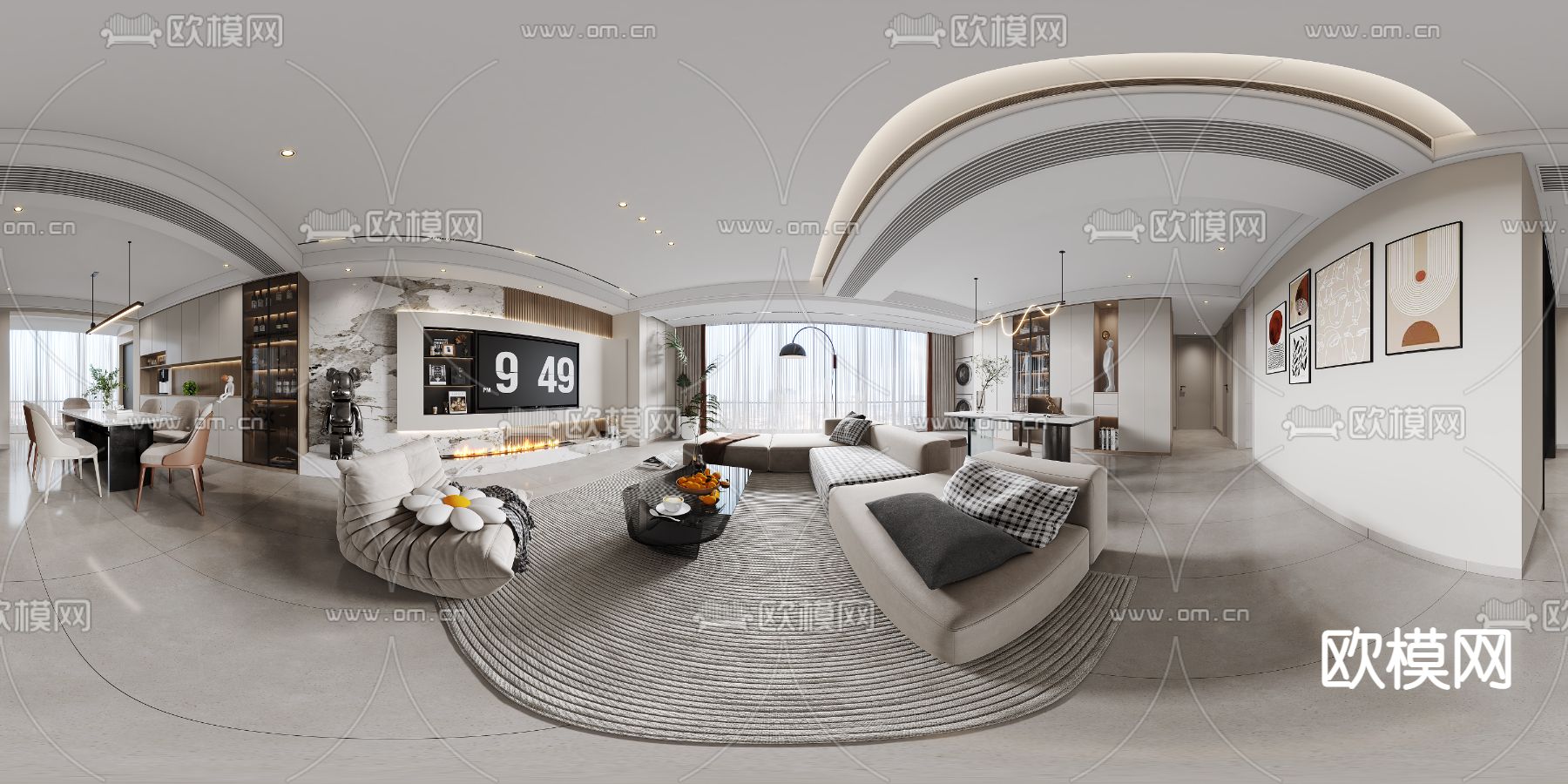 现代客餐厅vr全景3d模型