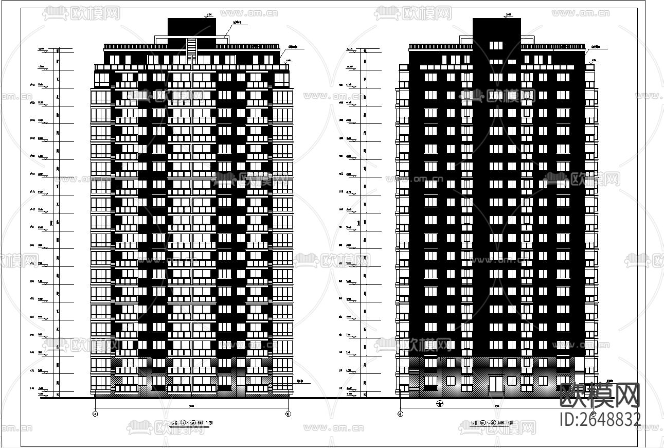 金海岸高层住宅CAD施工图下载（渲染图1）
