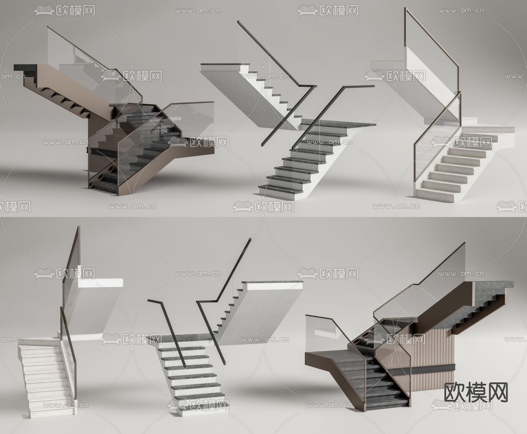 直跑楼梯 转角梯 扶手梯su模型下载_ID14099065_sketchup模型下载-欧模网