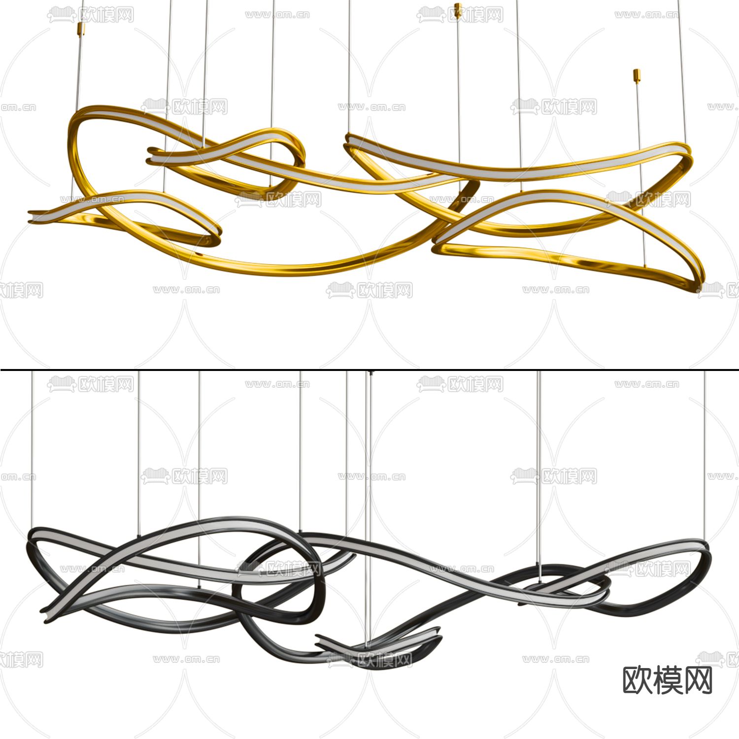 轻奢吊灯 大厅灯免费3d模型下载（渲染图1）