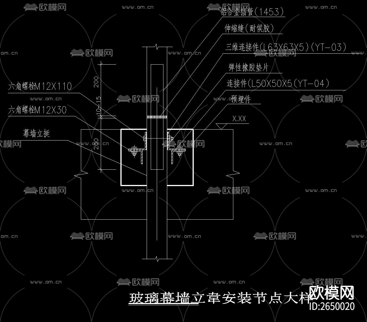 铝塑板及玻璃幕墙CAD施工图下载（渲染图10）