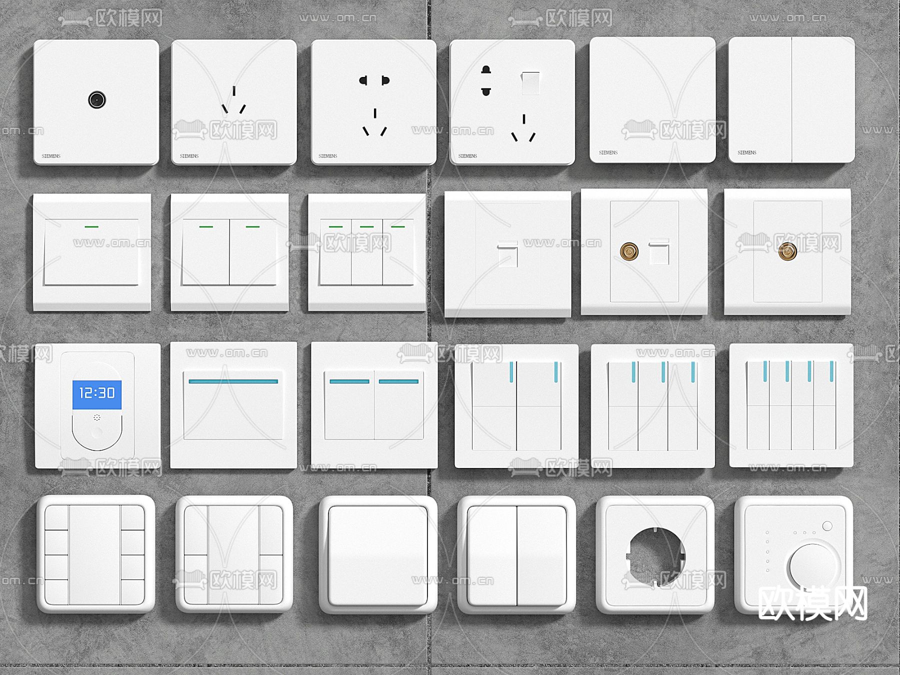 开关 插座 面板3d模型下载