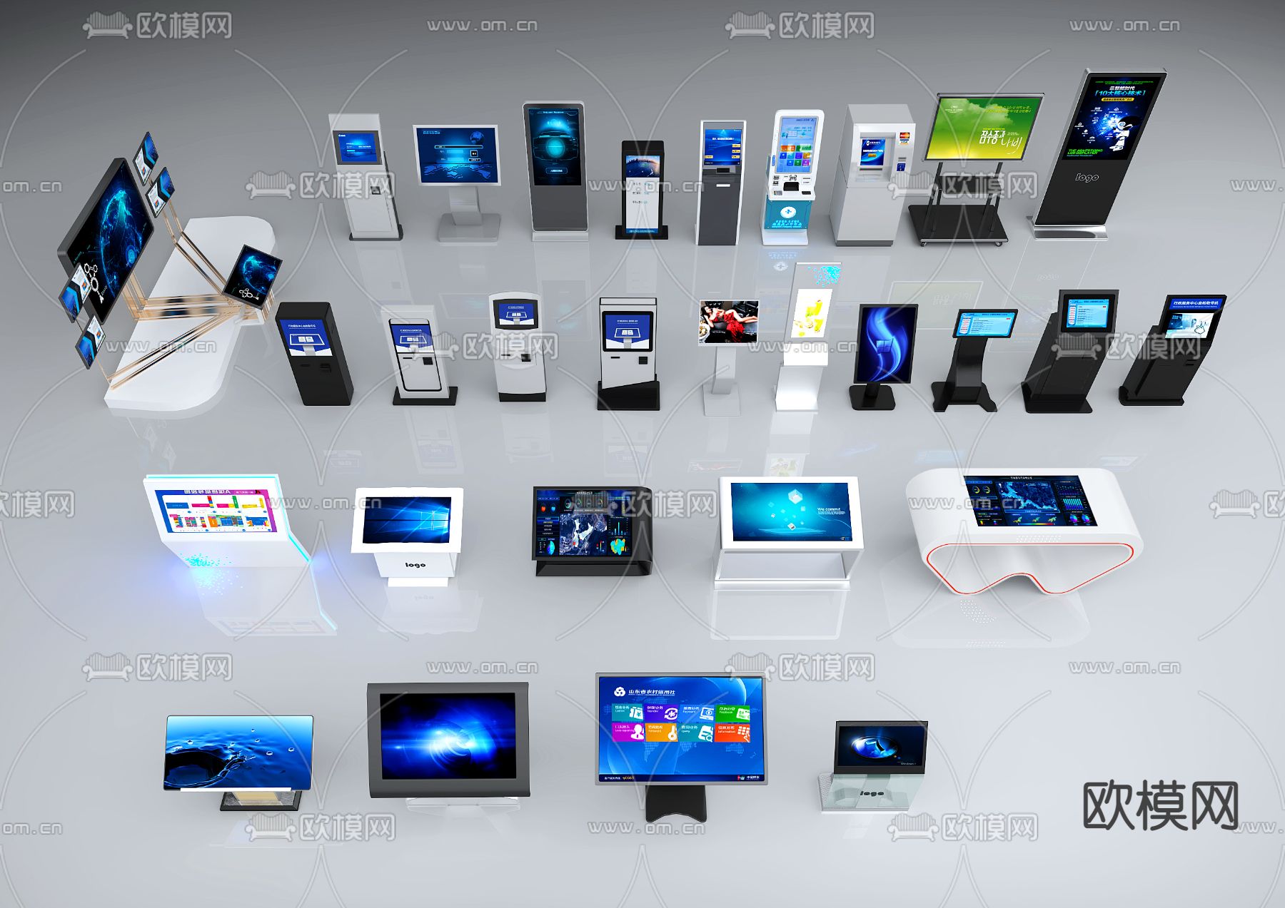 触控一体机 自动取号机3d模型下载