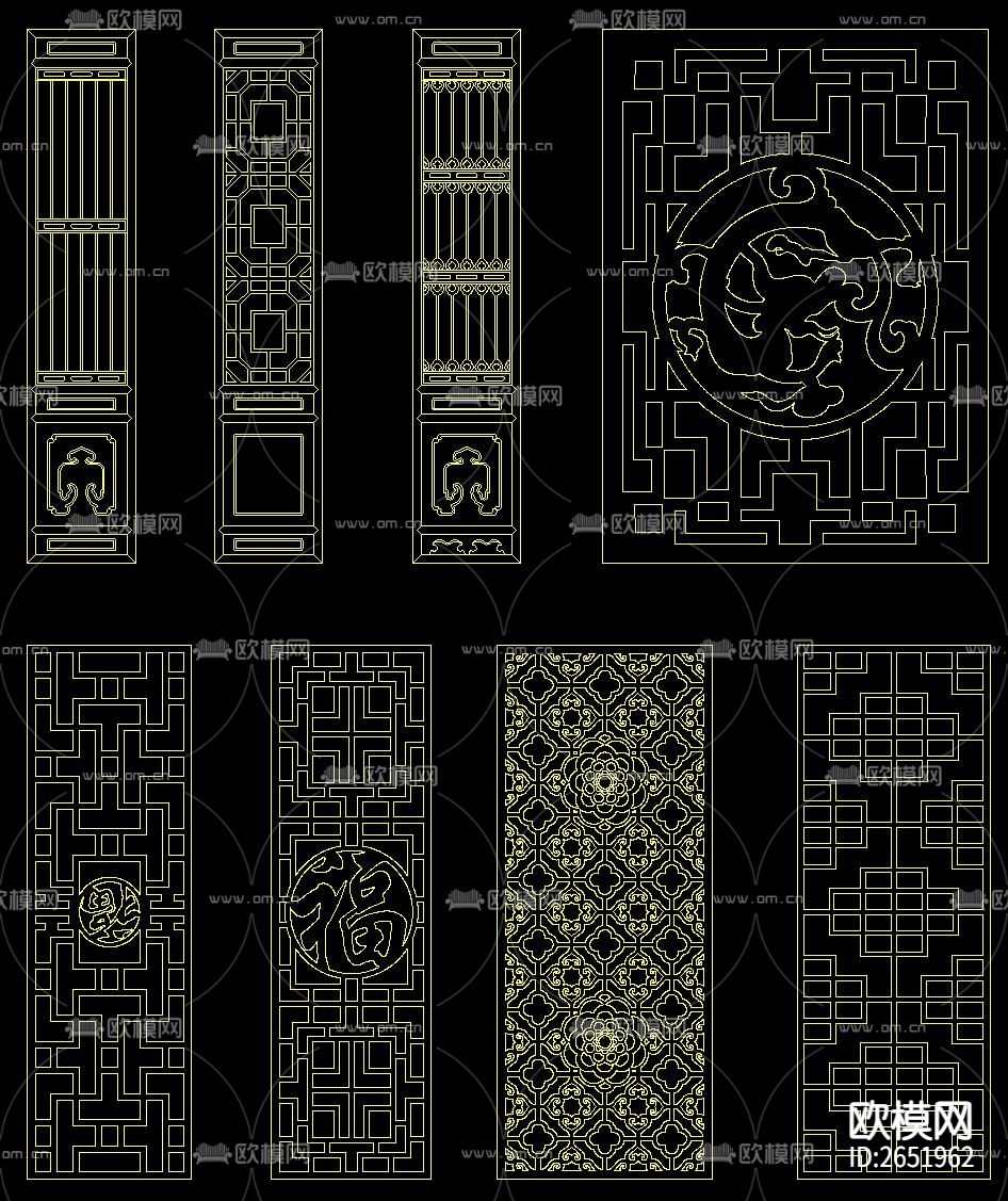古典中式元素cad图库下载（渲染图4）