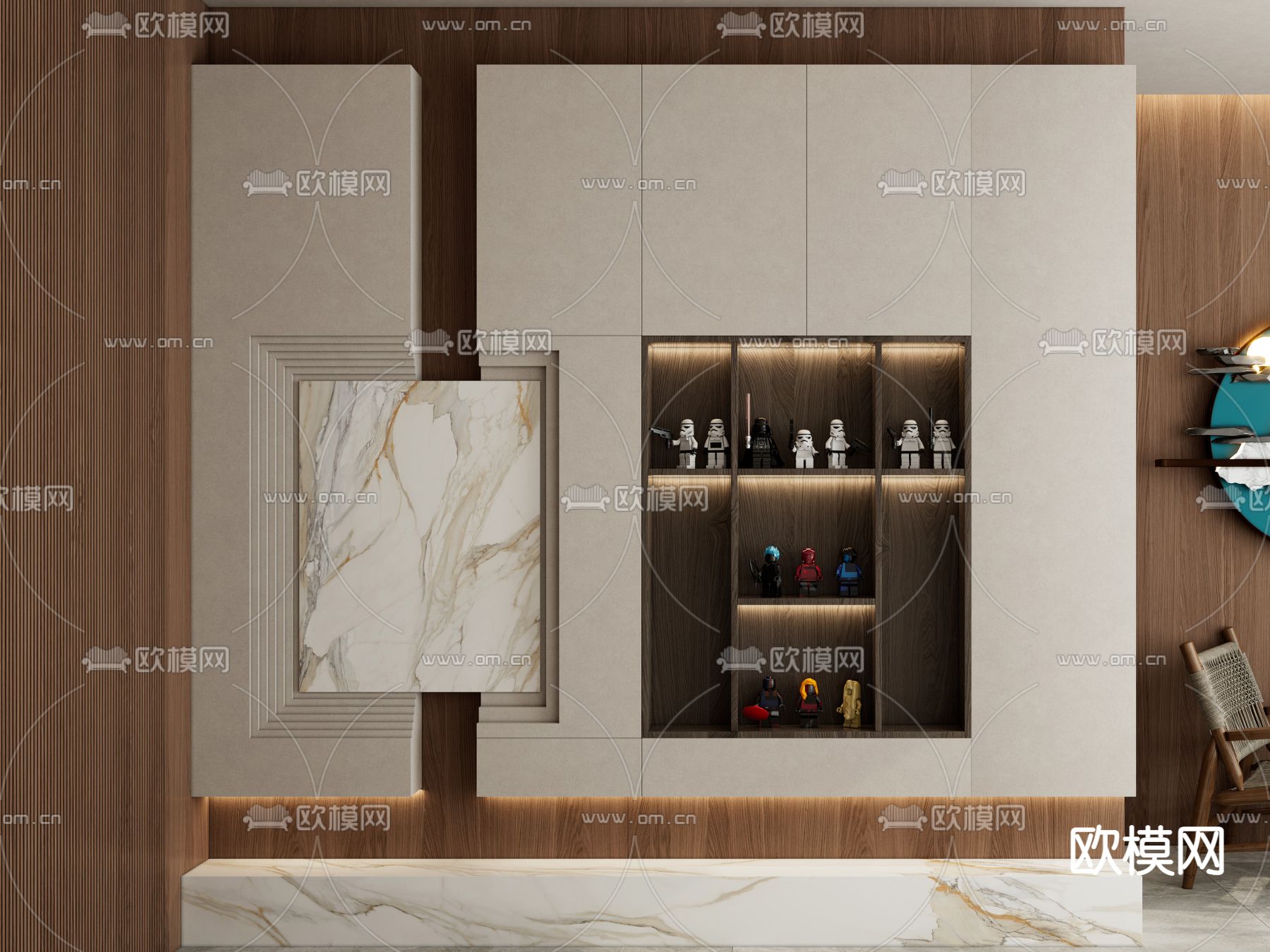 北欧装饰柜 玄关装饰柜3d模型下载（渲染图4）