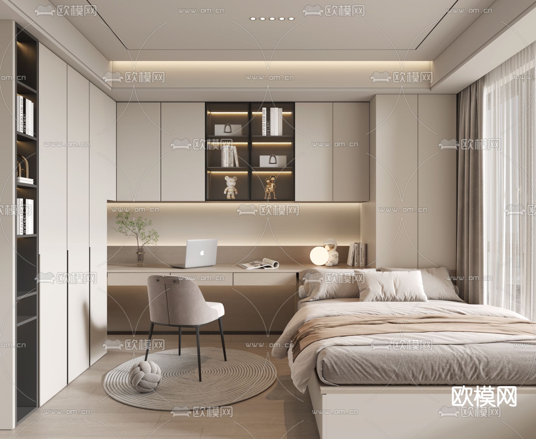 榻榻米卧室3d模型下载