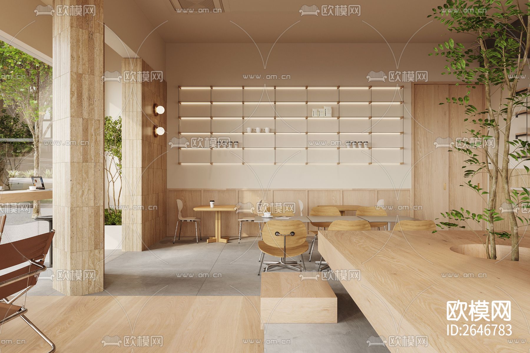 咖啡店CAD施工图下载（渲染图6）