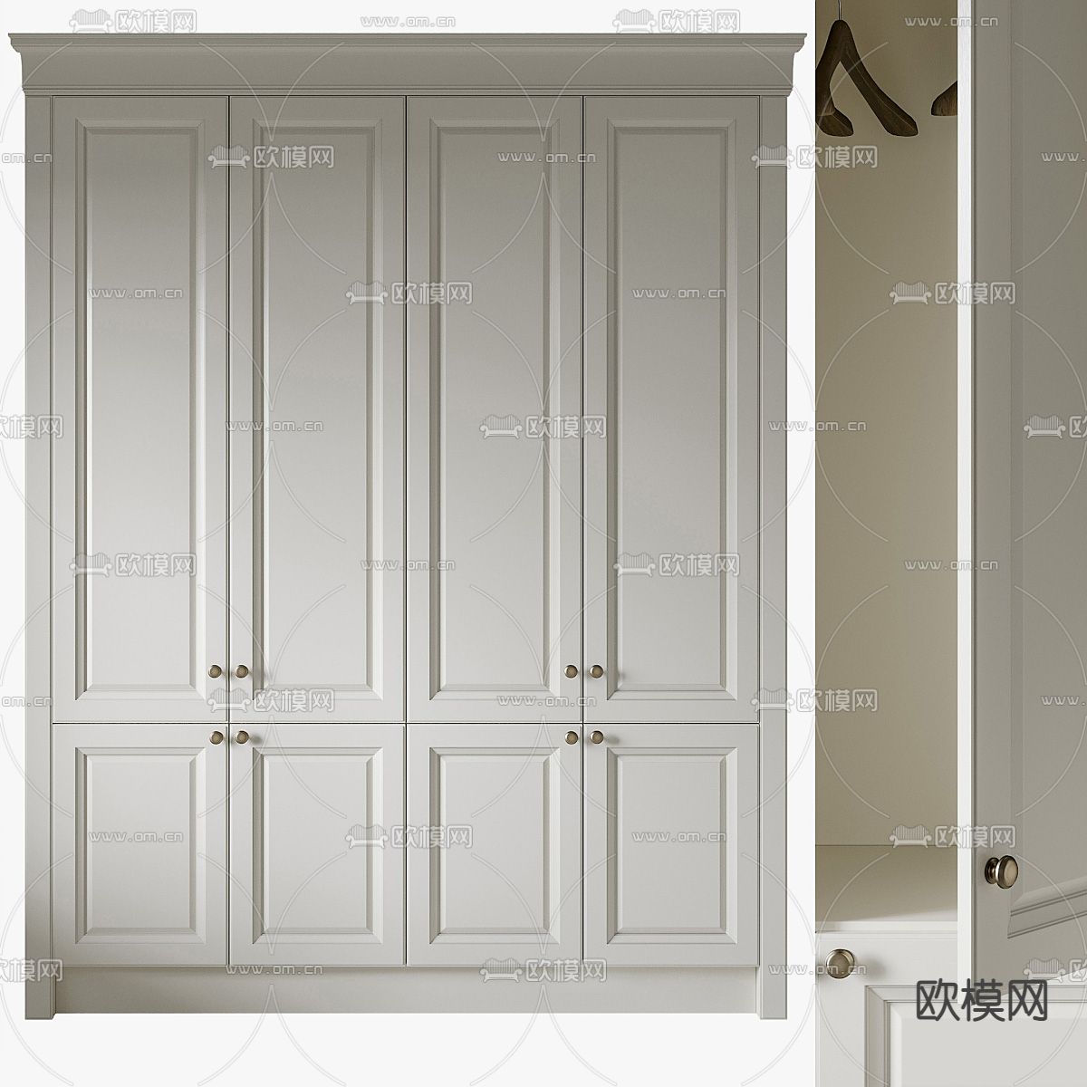 简欧衣柜 衣橱su模型下载（渲染图1）