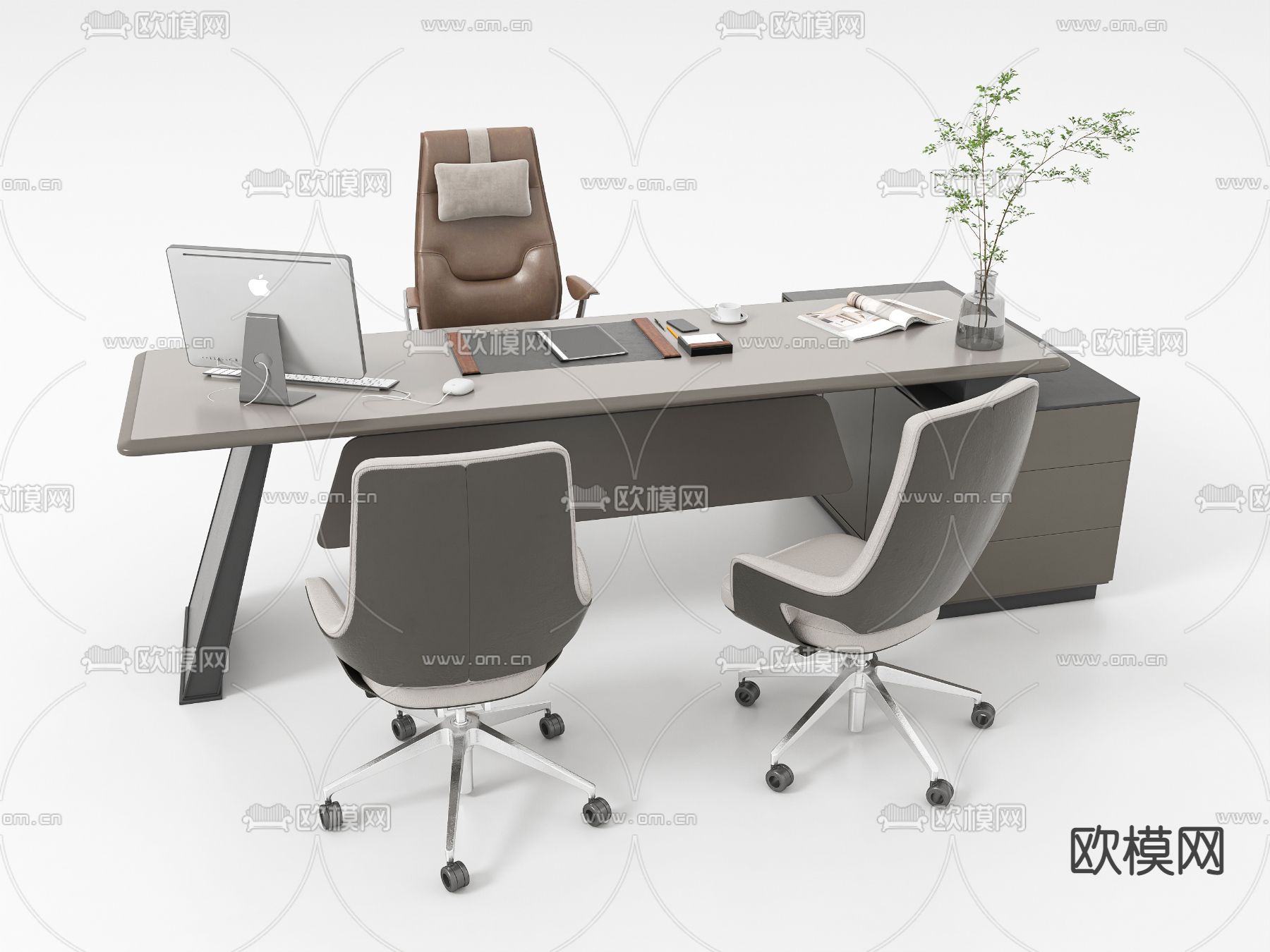 办公桌椅 班台桌3d模型下载