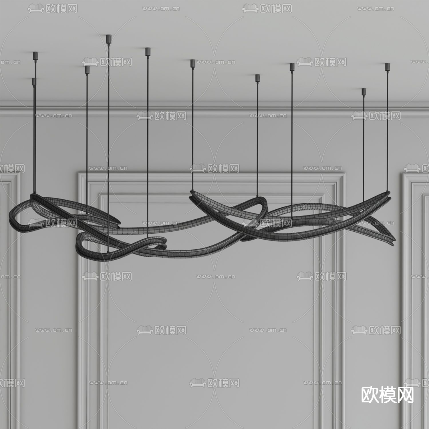 轻奢吊灯 大厅灯免费3d模型下载（渲染图3）