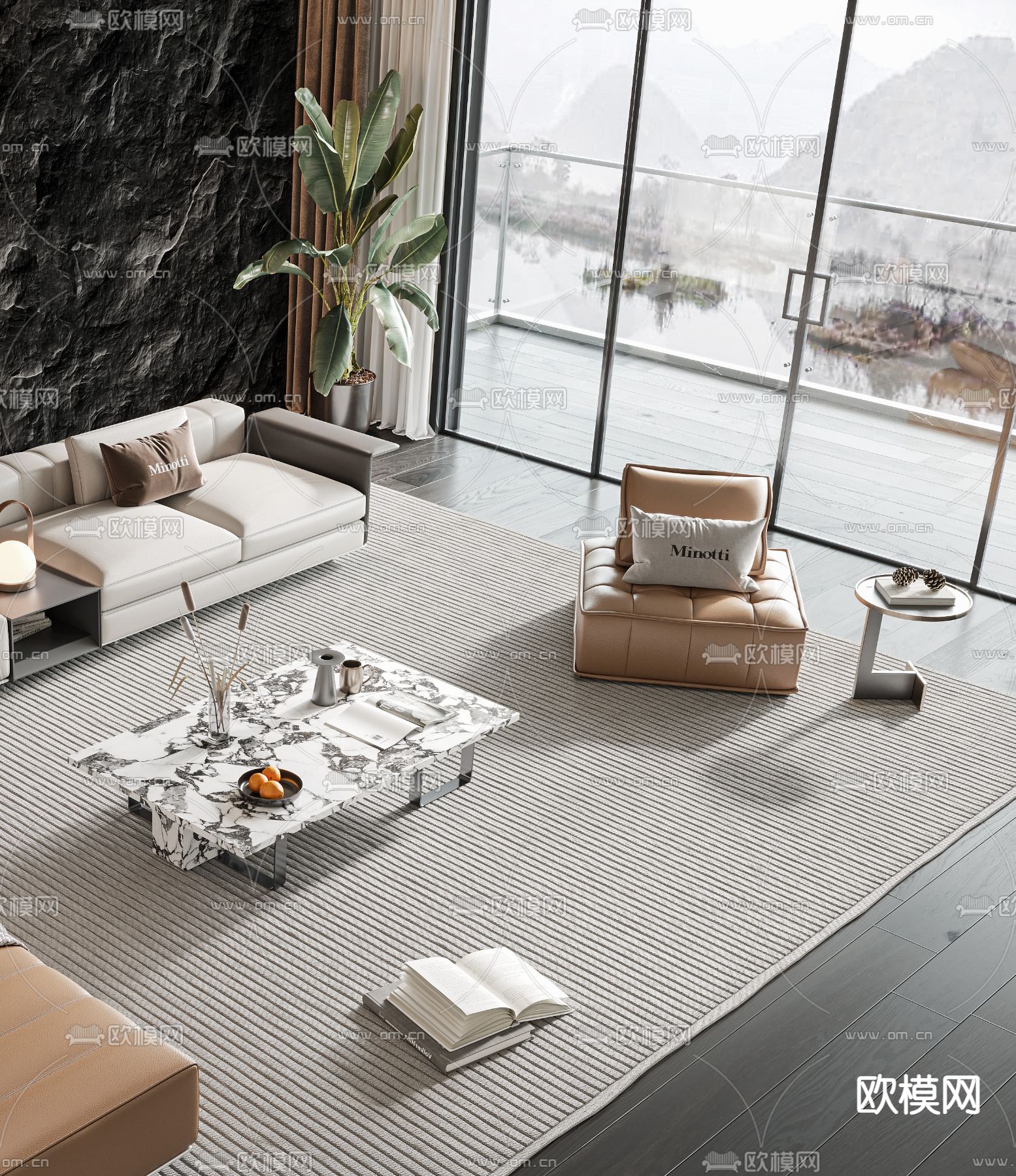 Minotti 组合沙发3d模型下载（渲染图3）