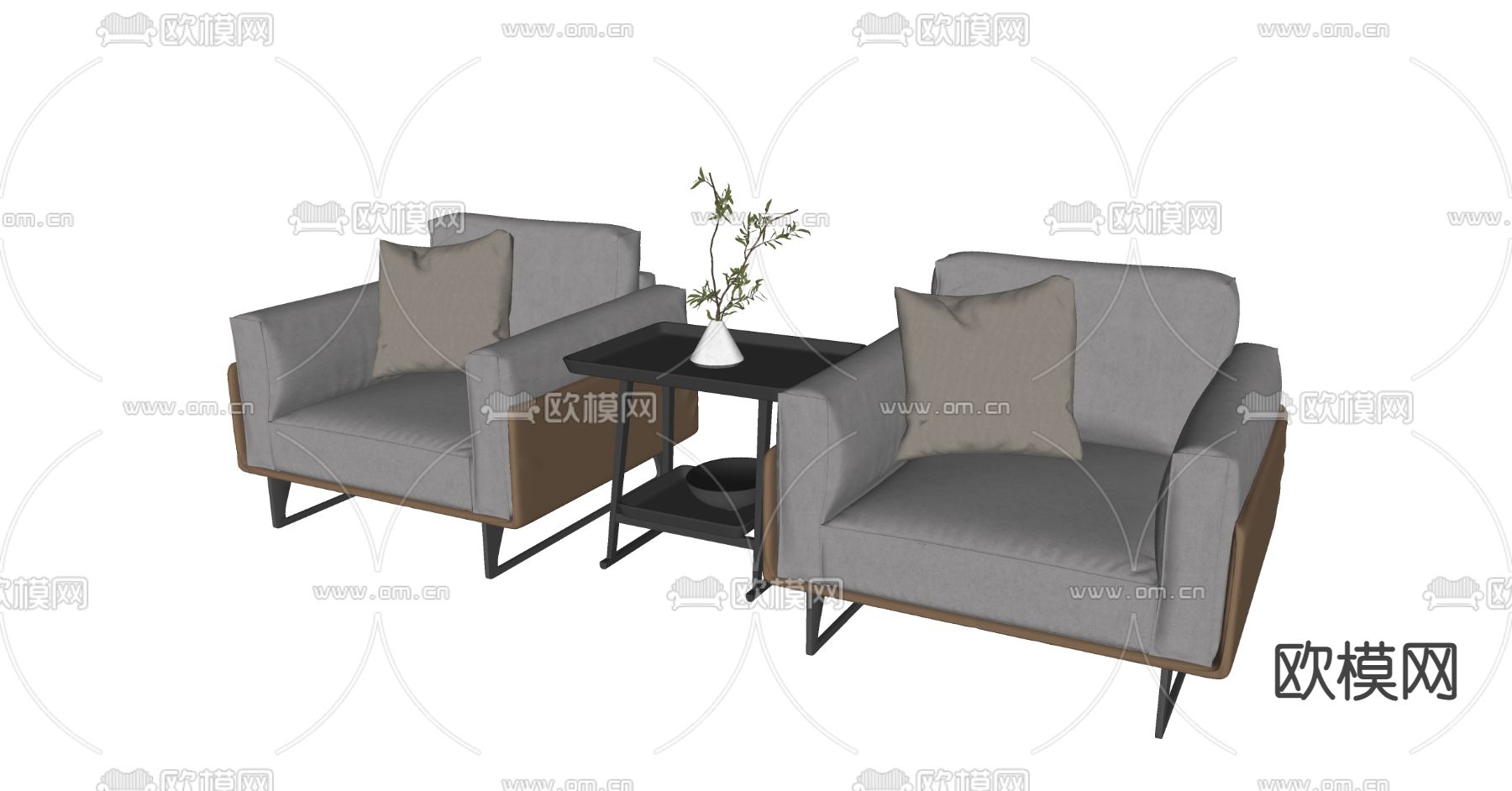 现代沙发 单人沙发su模型下载（渲染图2）