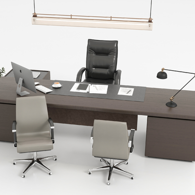  班台桌椅 老板桌 办公桌su模型 