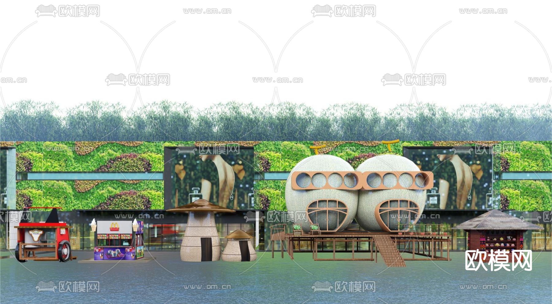 售货车 贩售摊 摊位su模型下载（渲染图1）