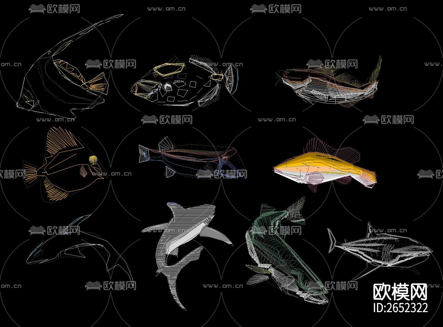 水族箱海洋生物cad图库下载（渲染图6）