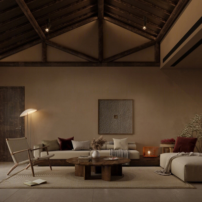  侘寂风民宿客厅su模型 