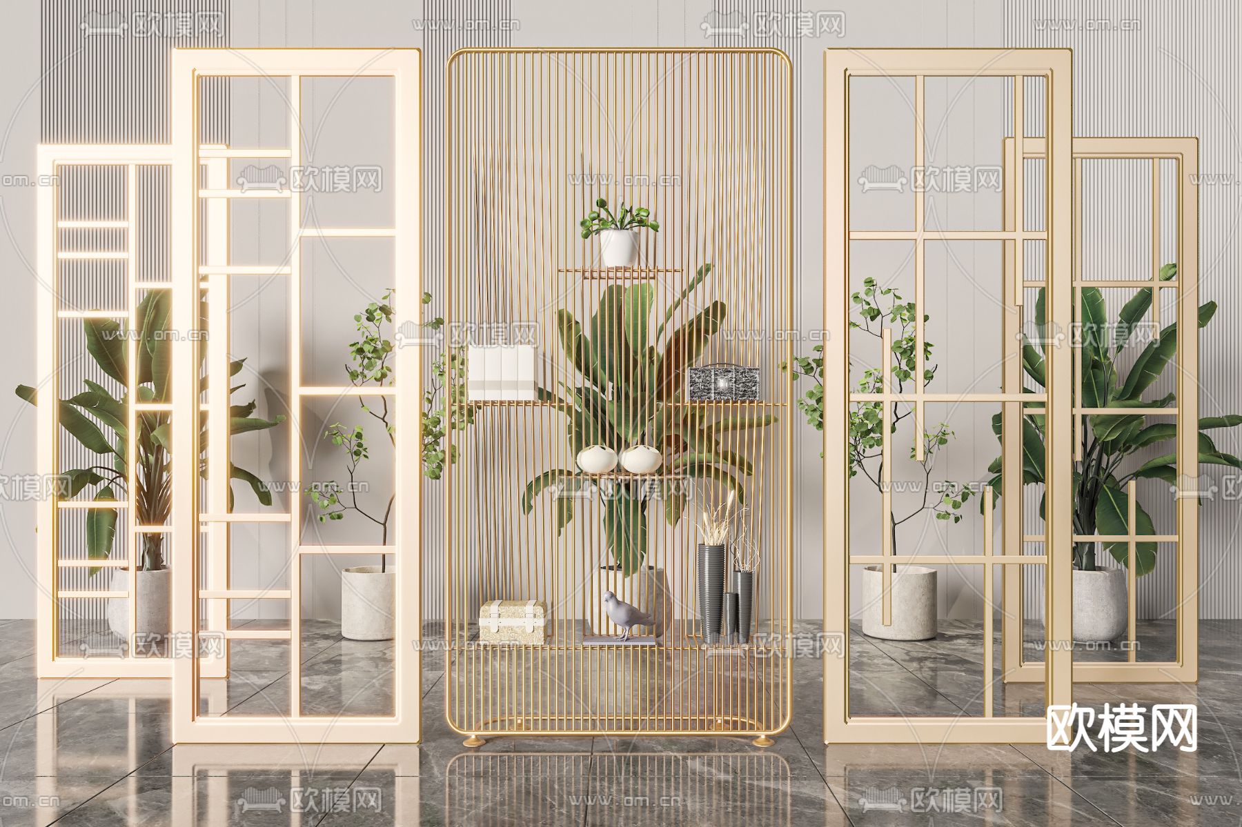 金属隔断 屏风3d模型下载