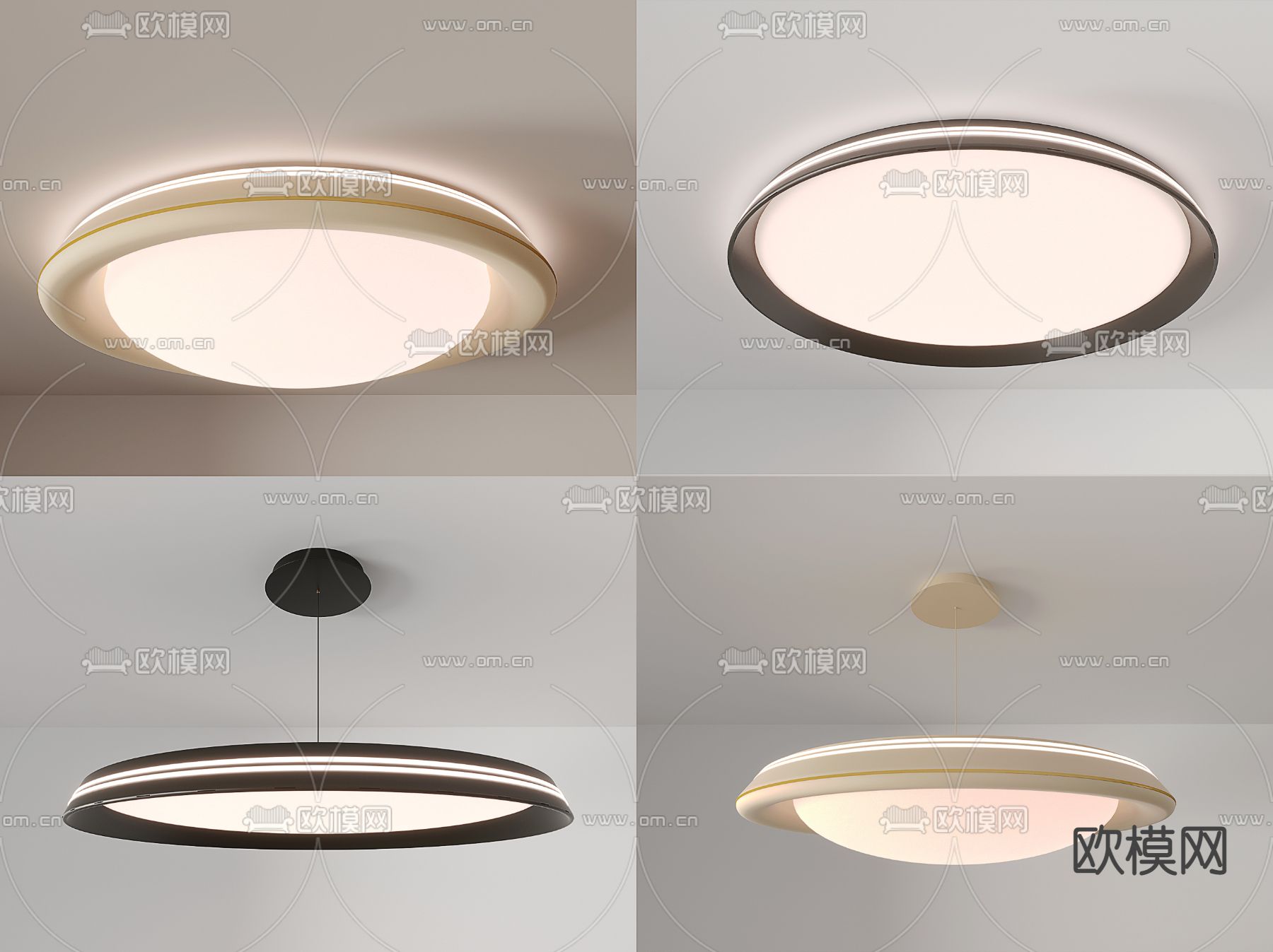 奶油风吸顶灯3d模型下载