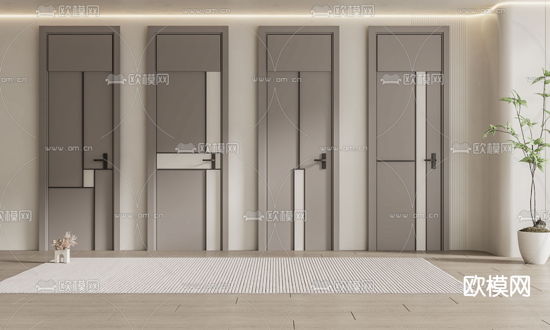 房门 通顶门 平开门3d模型下载