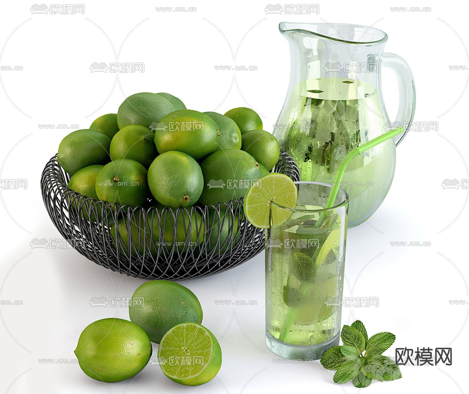 青柠檬 柠檬水 果饮su模型下载（渲染图1）