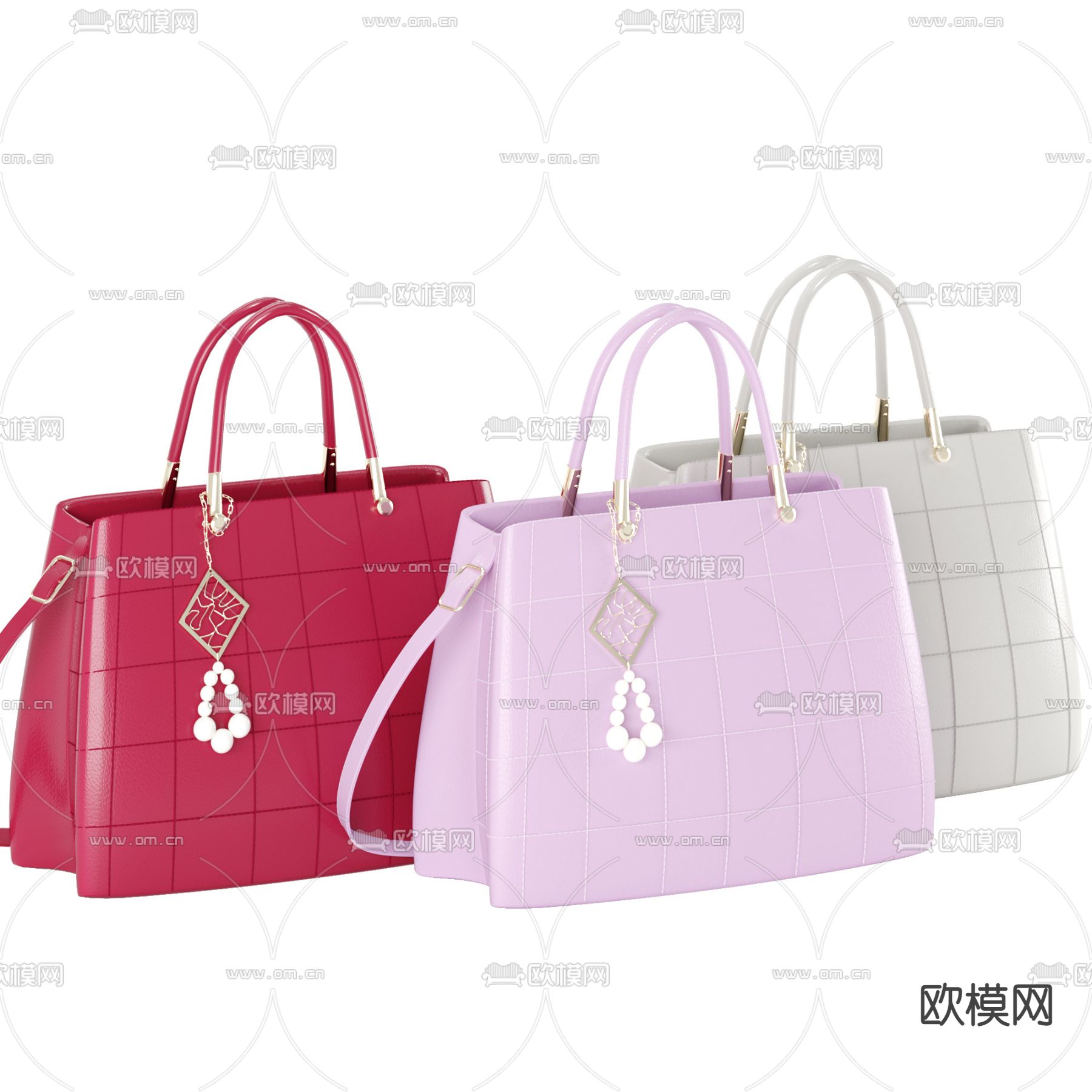 手提包 皮包3d模型下载（渲染图2）