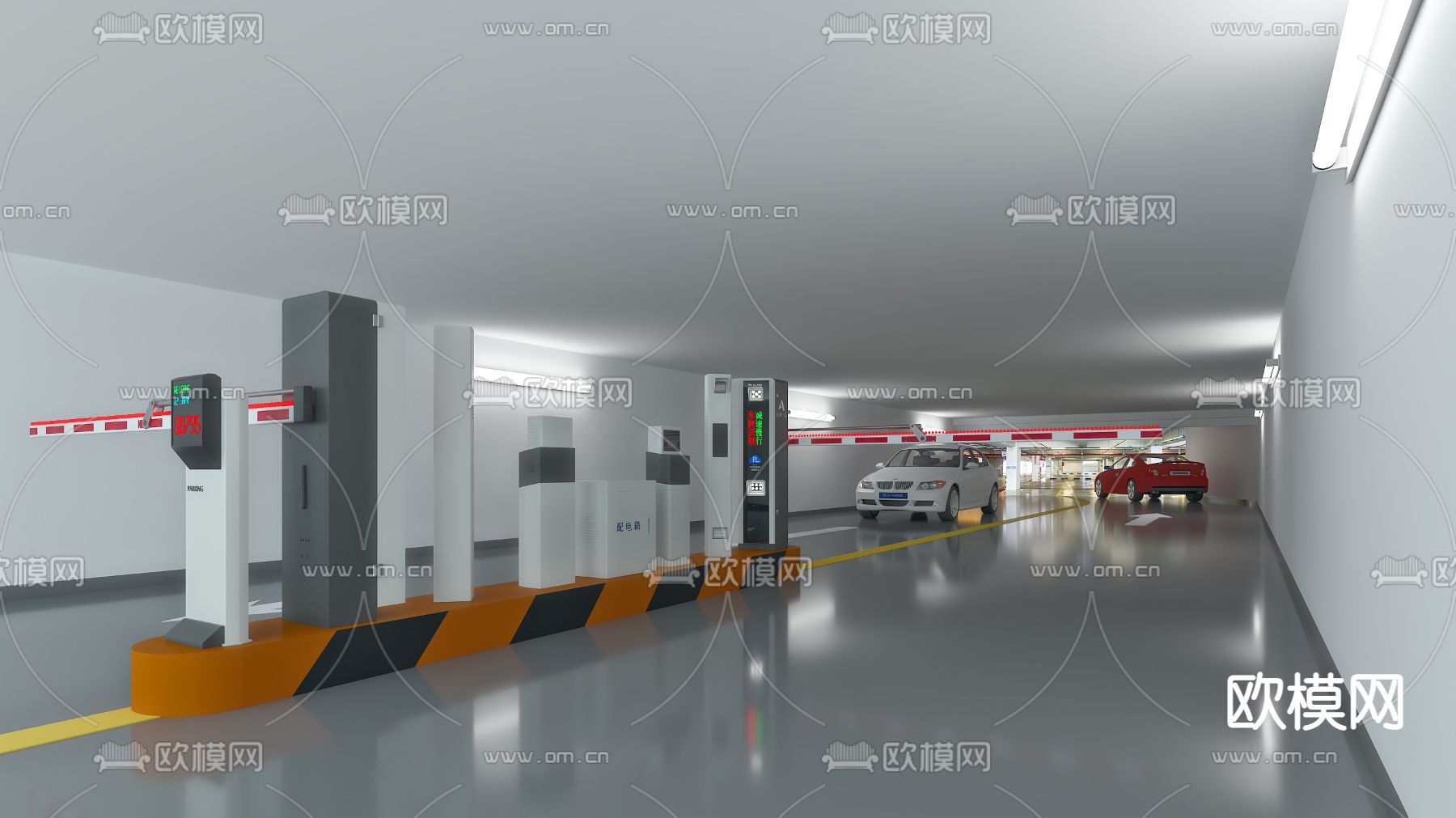 停车场出口道闸免费3d模型下载