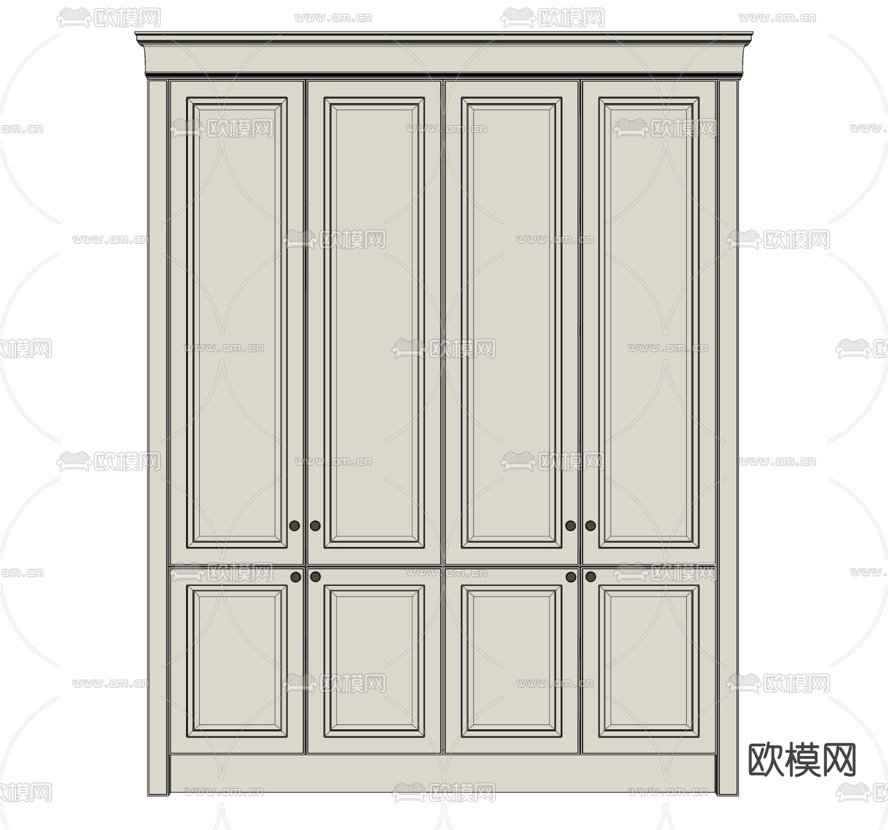 简欧衣柜 衣橱su模型下载（渲染图2）