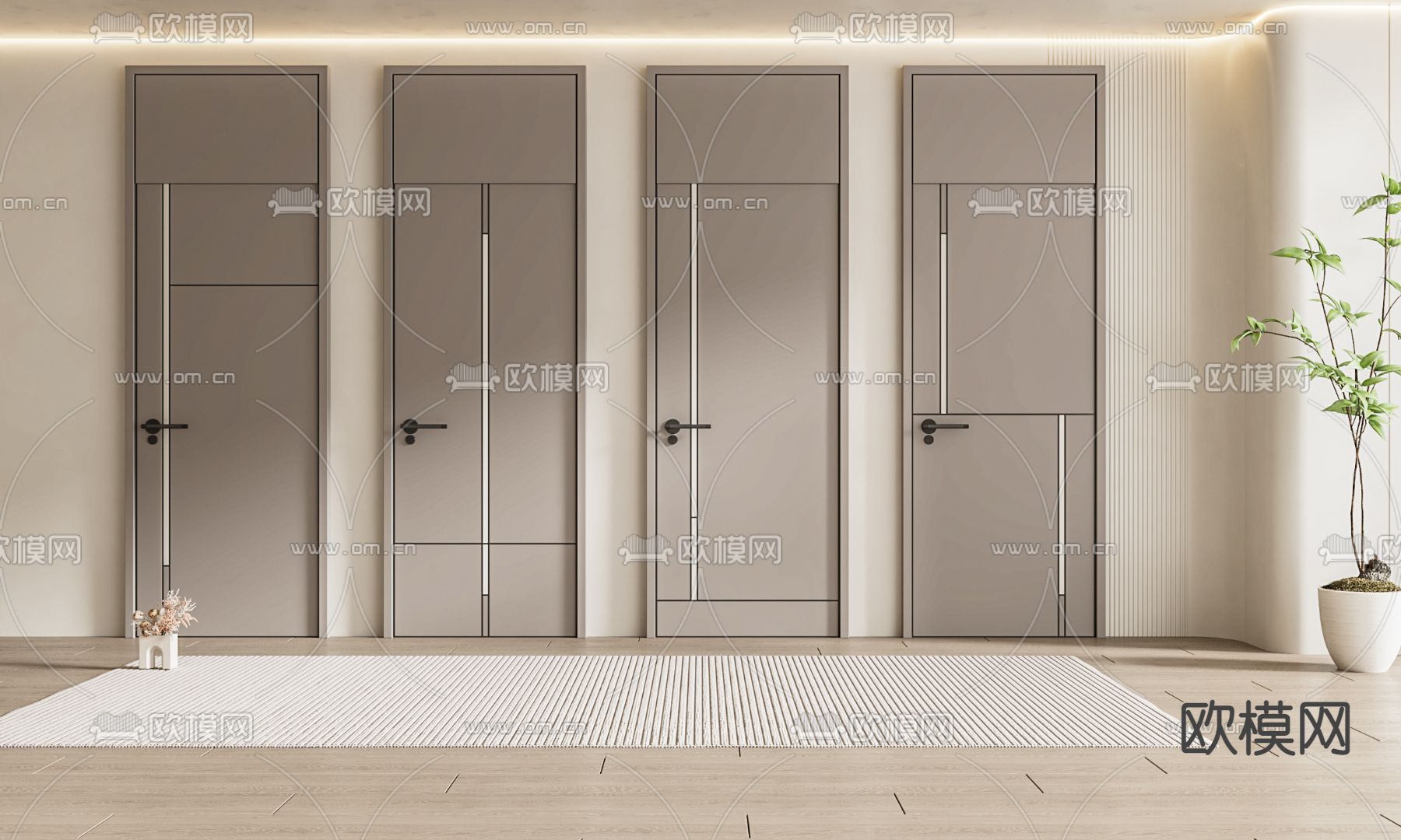 房门 通顶门 平开门3d模型下载