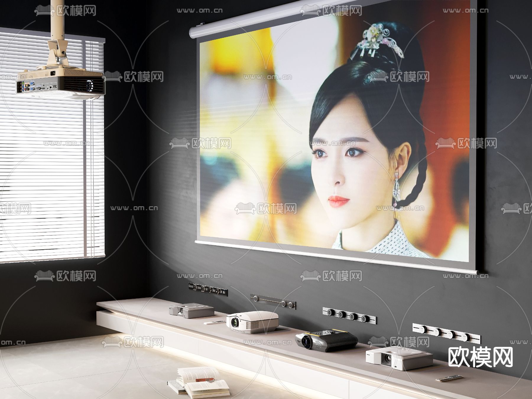 投影仪 幕布3d模型下载