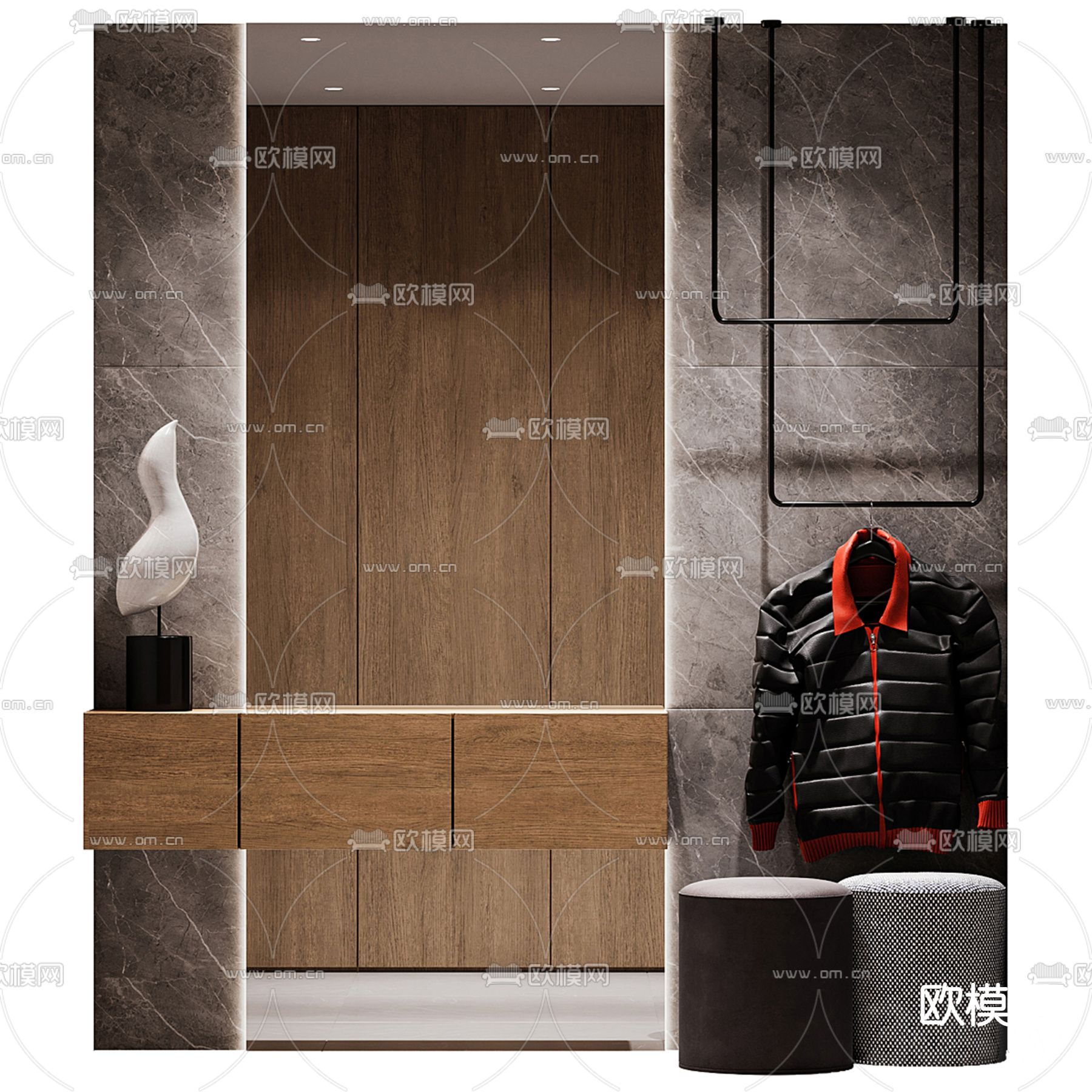 现代梳妆台3d模型下载（渲染图1）