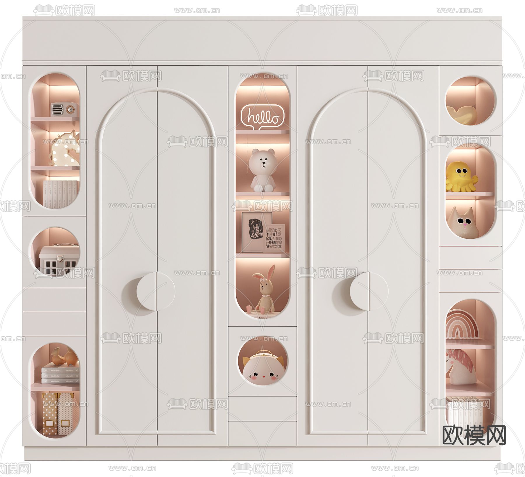 儿童衣柜 书柜3d模型下载
