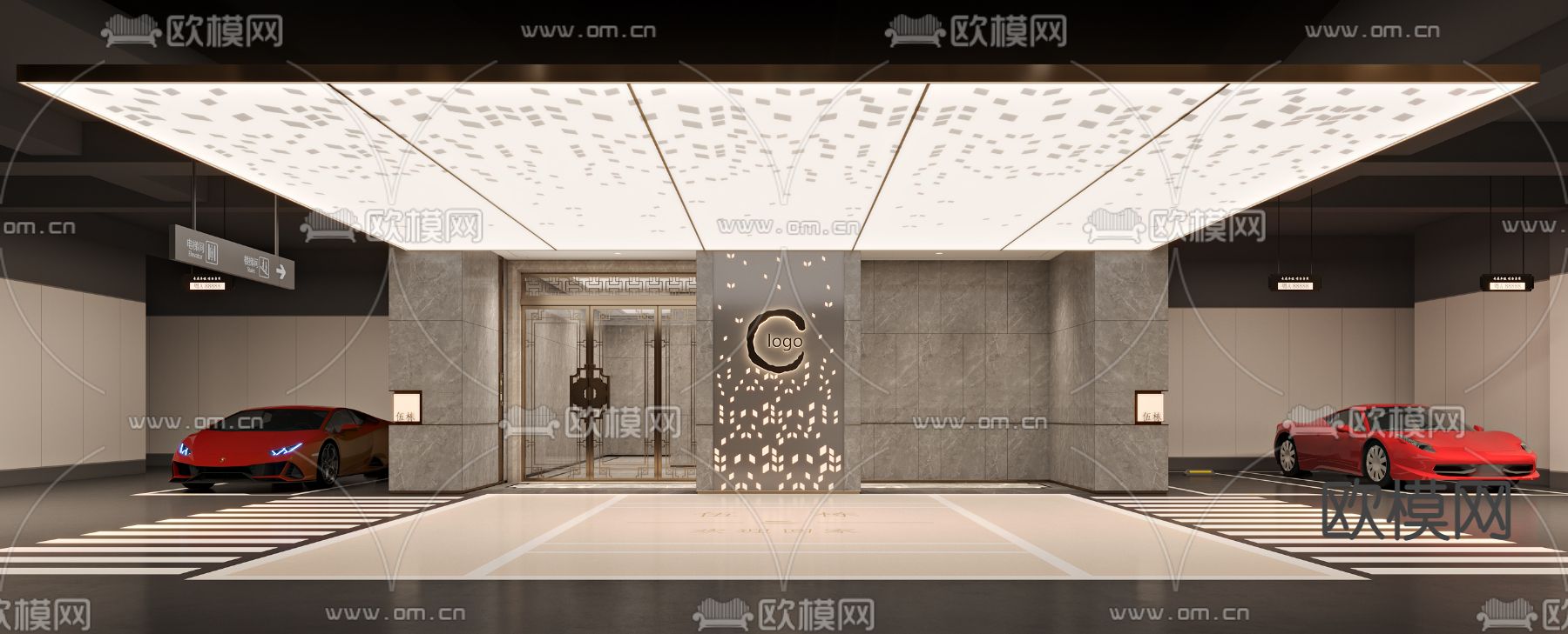 地下停车场3d模型下载