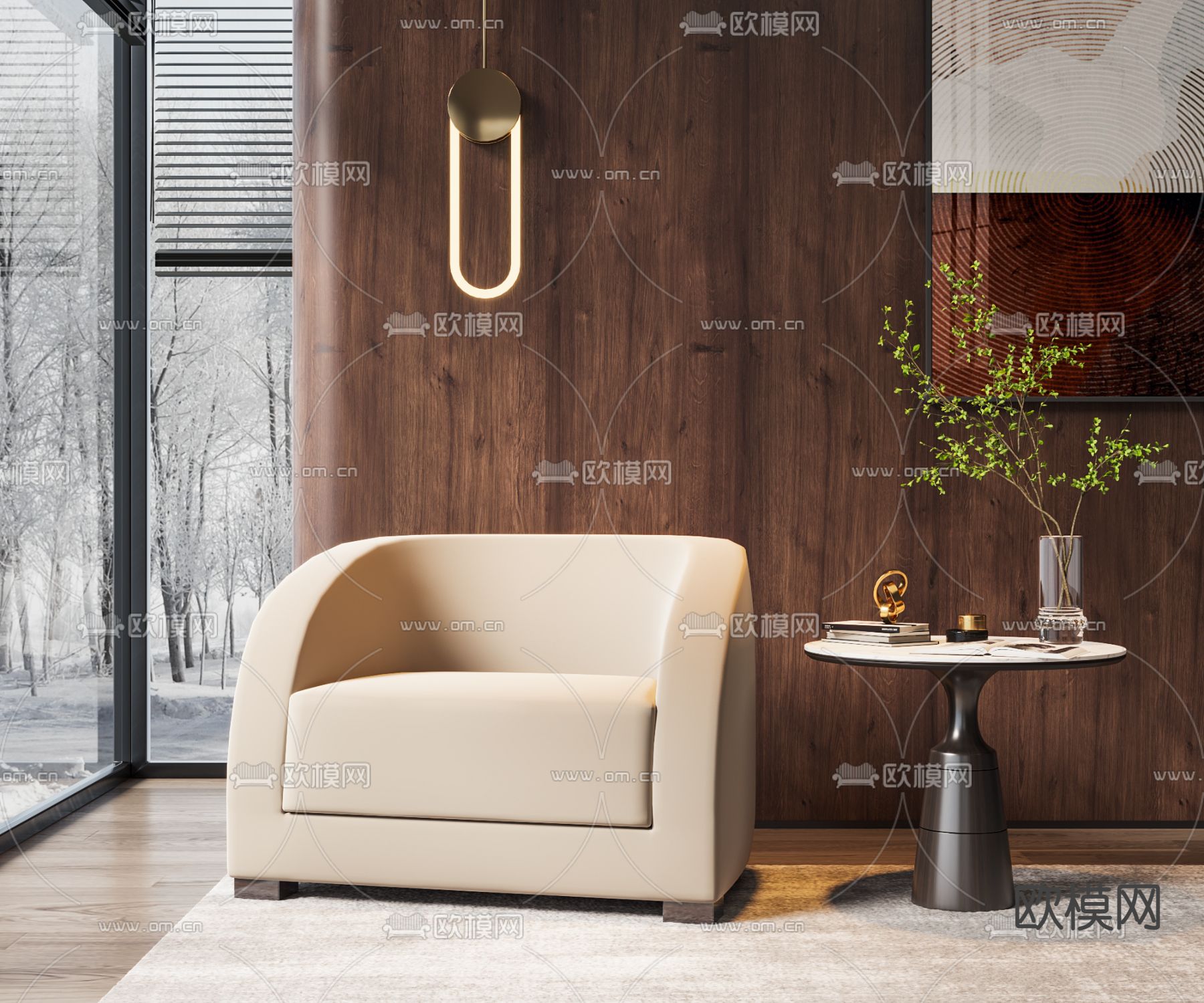 侘寂单人沙发3d模型下载