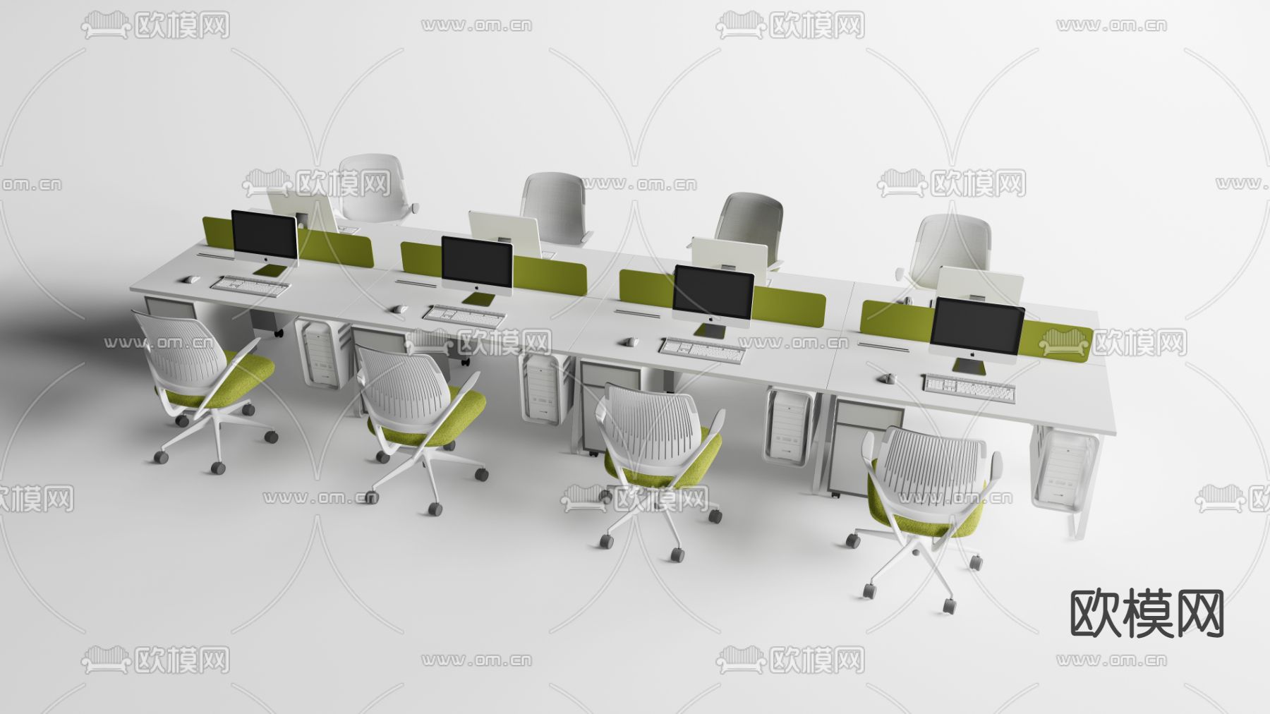 卡位 工位 办公桌3d模型下载