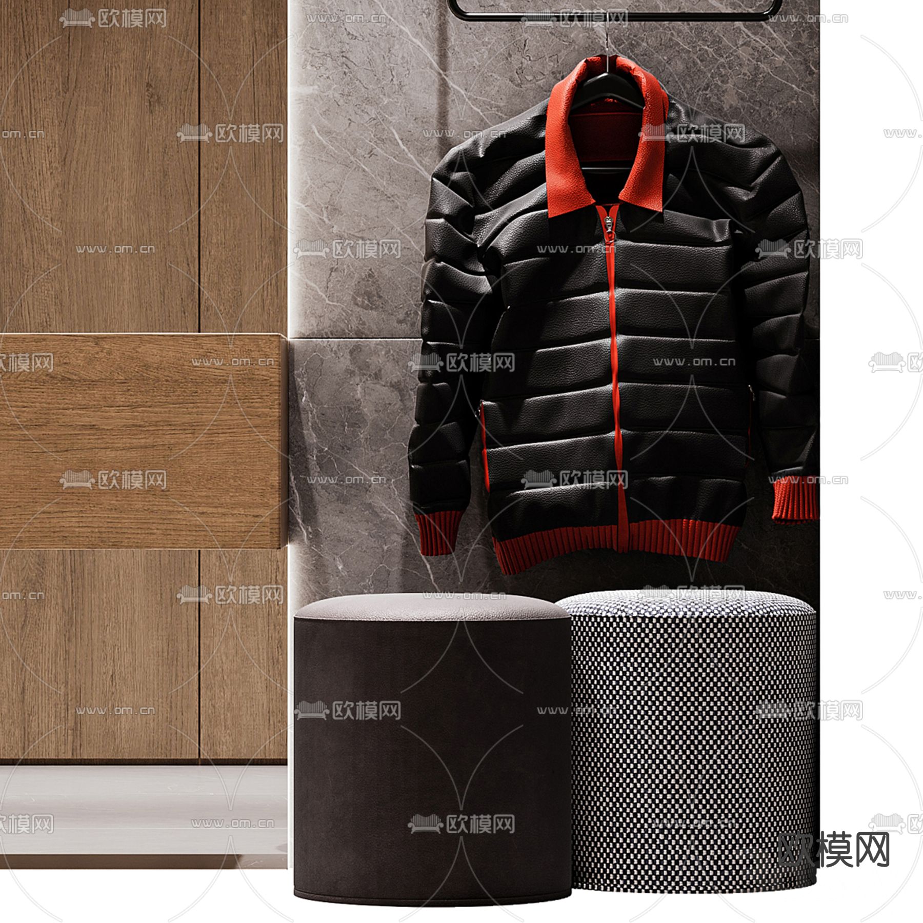 现代梳妆台3d模型下载（渲染图2）