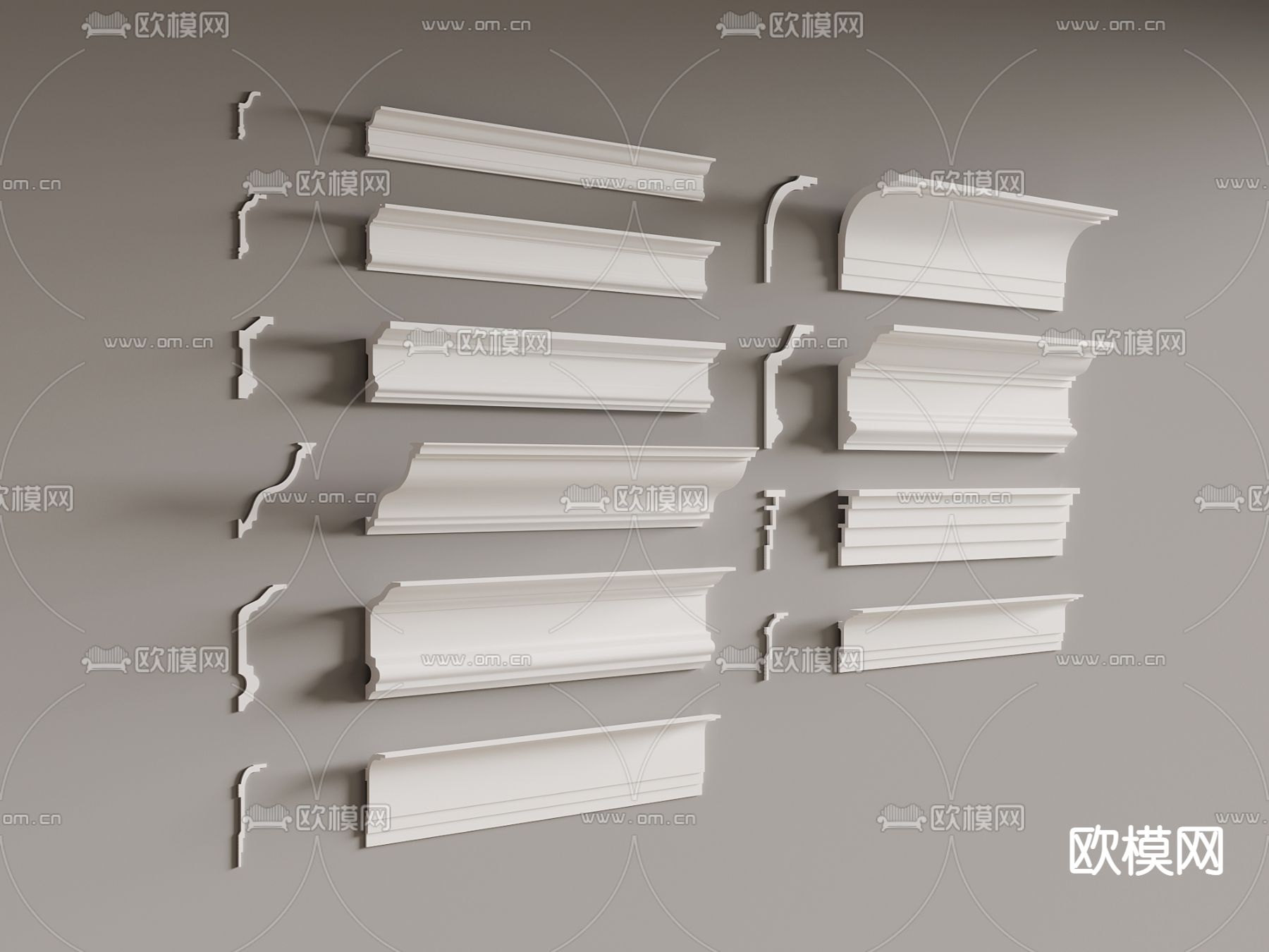 简欧石膏线条 天花角线3d模型下载