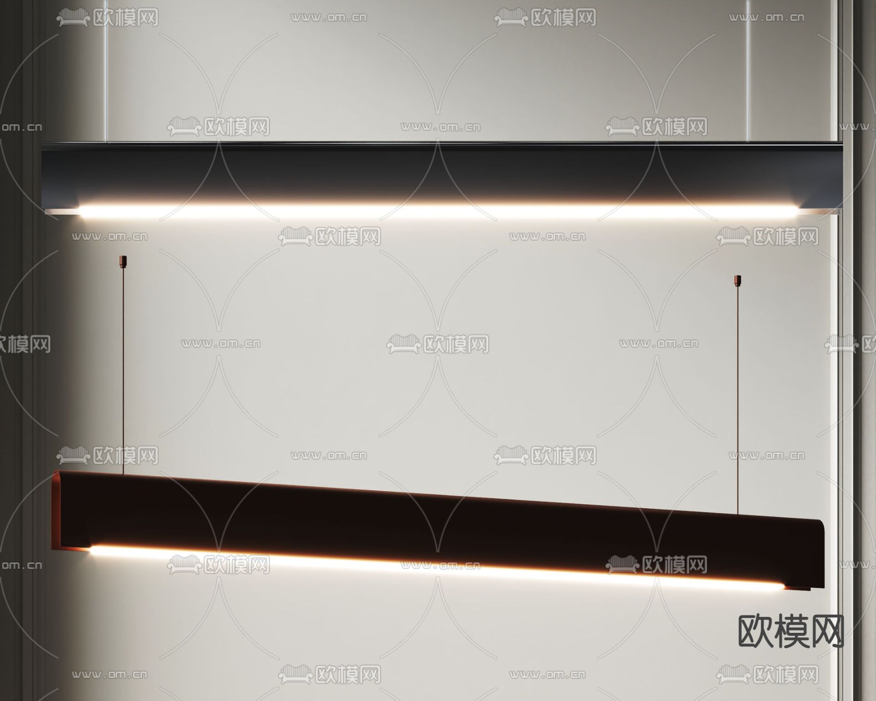 长条吊灯 办公吊灯3d模型下载