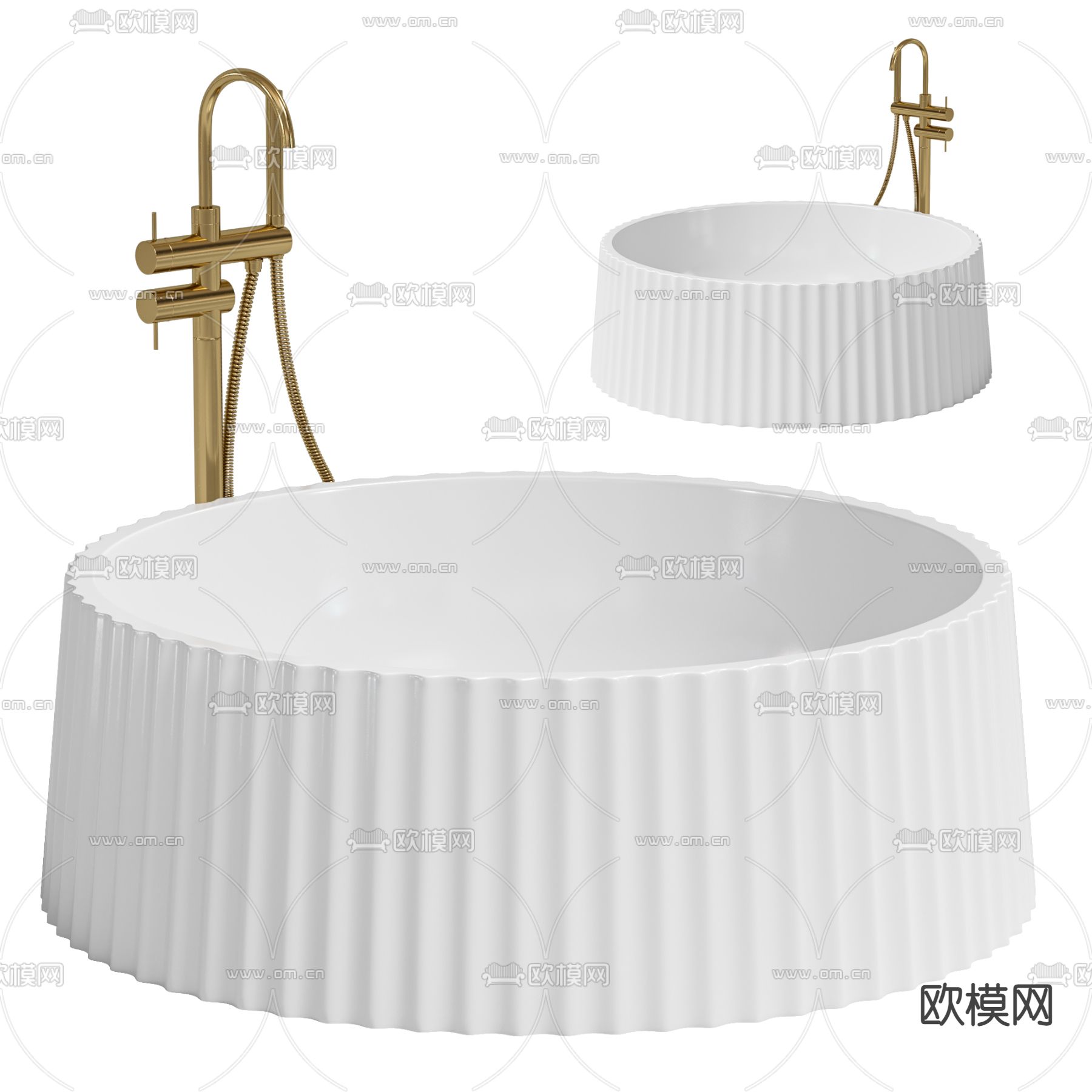 轻奢浴缸3d模型下载（渲染图1）