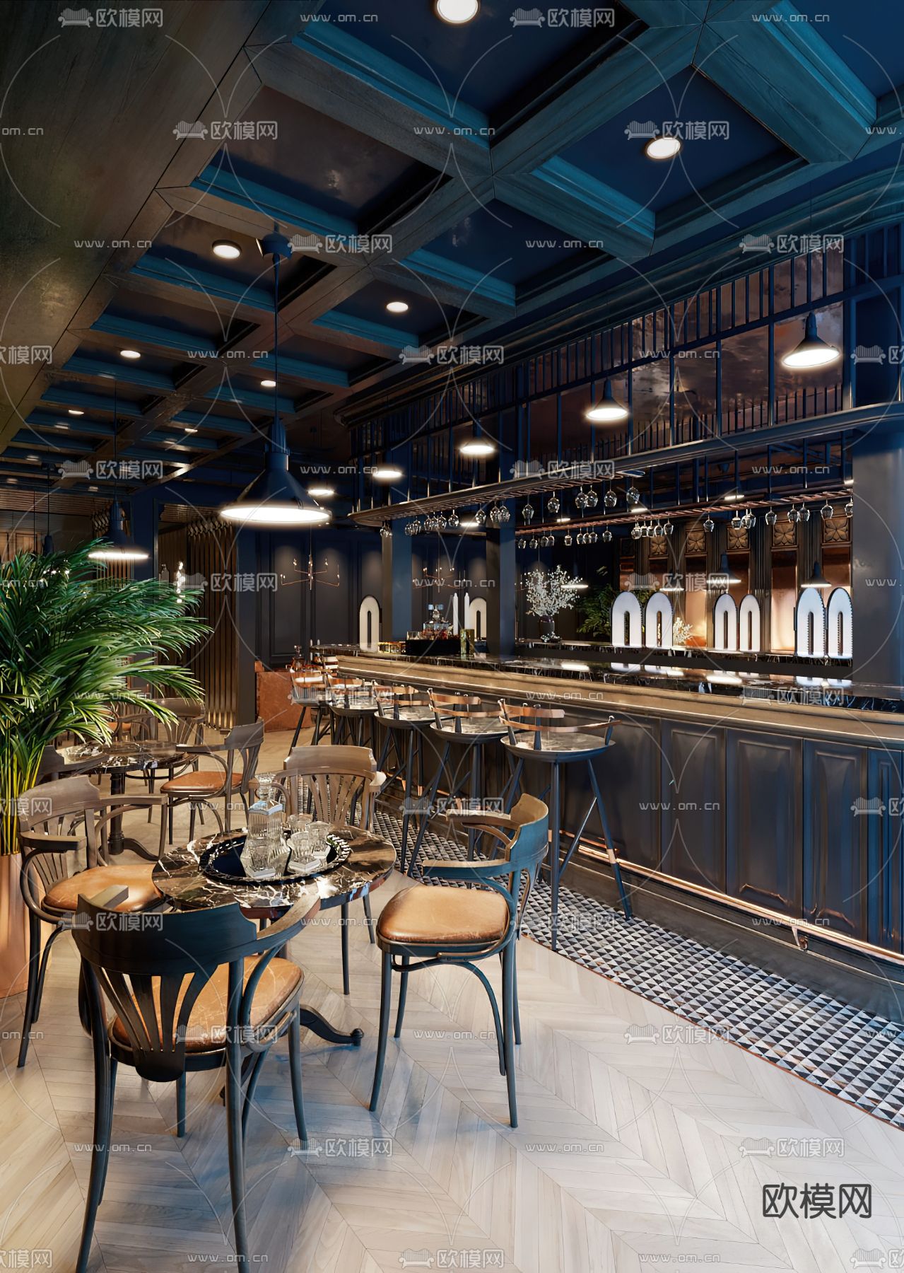 工业风酒吧 音乐餐吧 清吧3d模型下载（渲染图3）