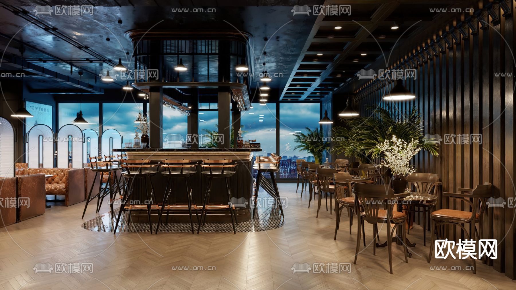 工业风酒吧 音乐餐吧 清吧3d模型下载（渲染图2）