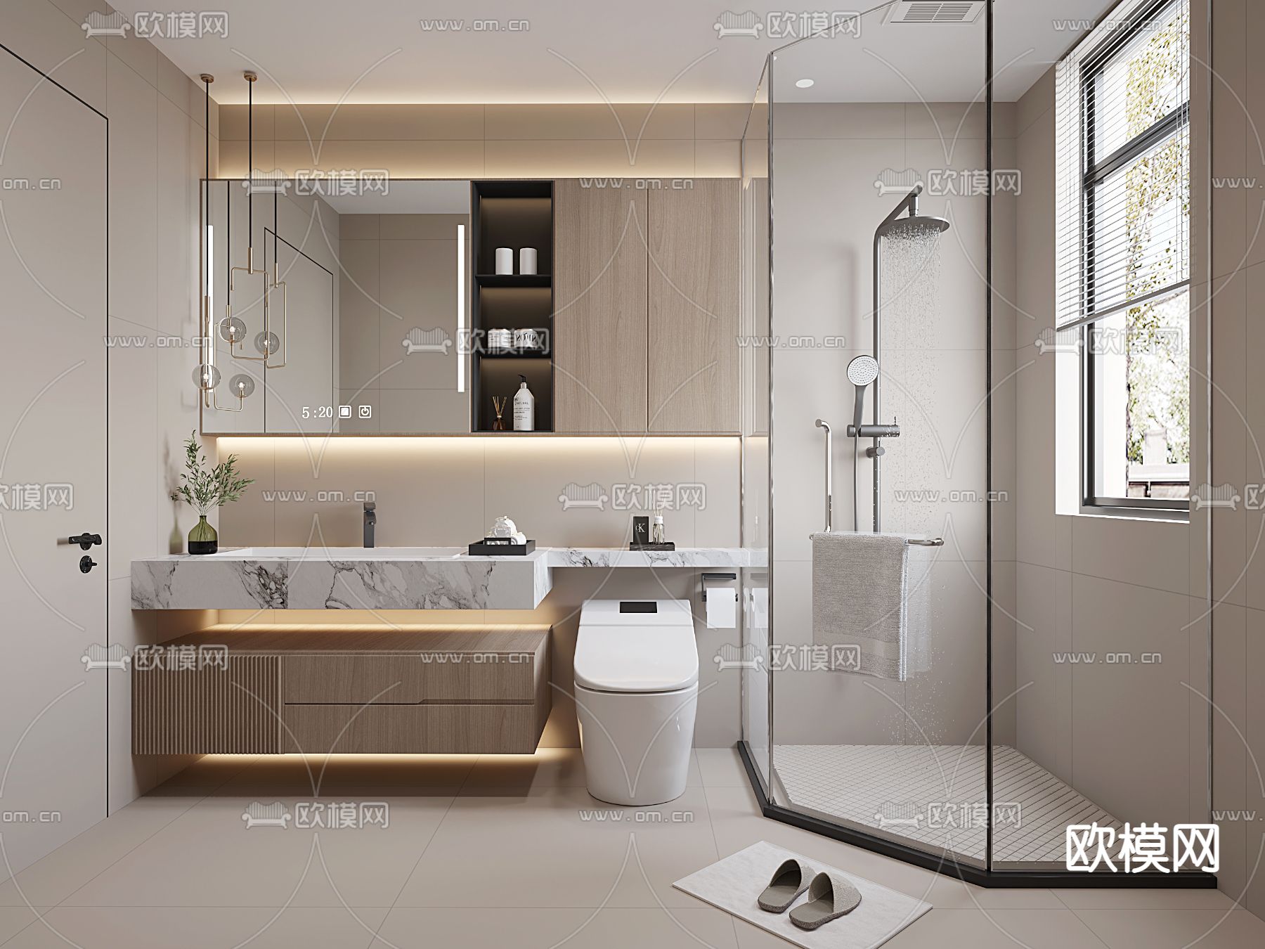 现代卫生间 浴室3d模型下载