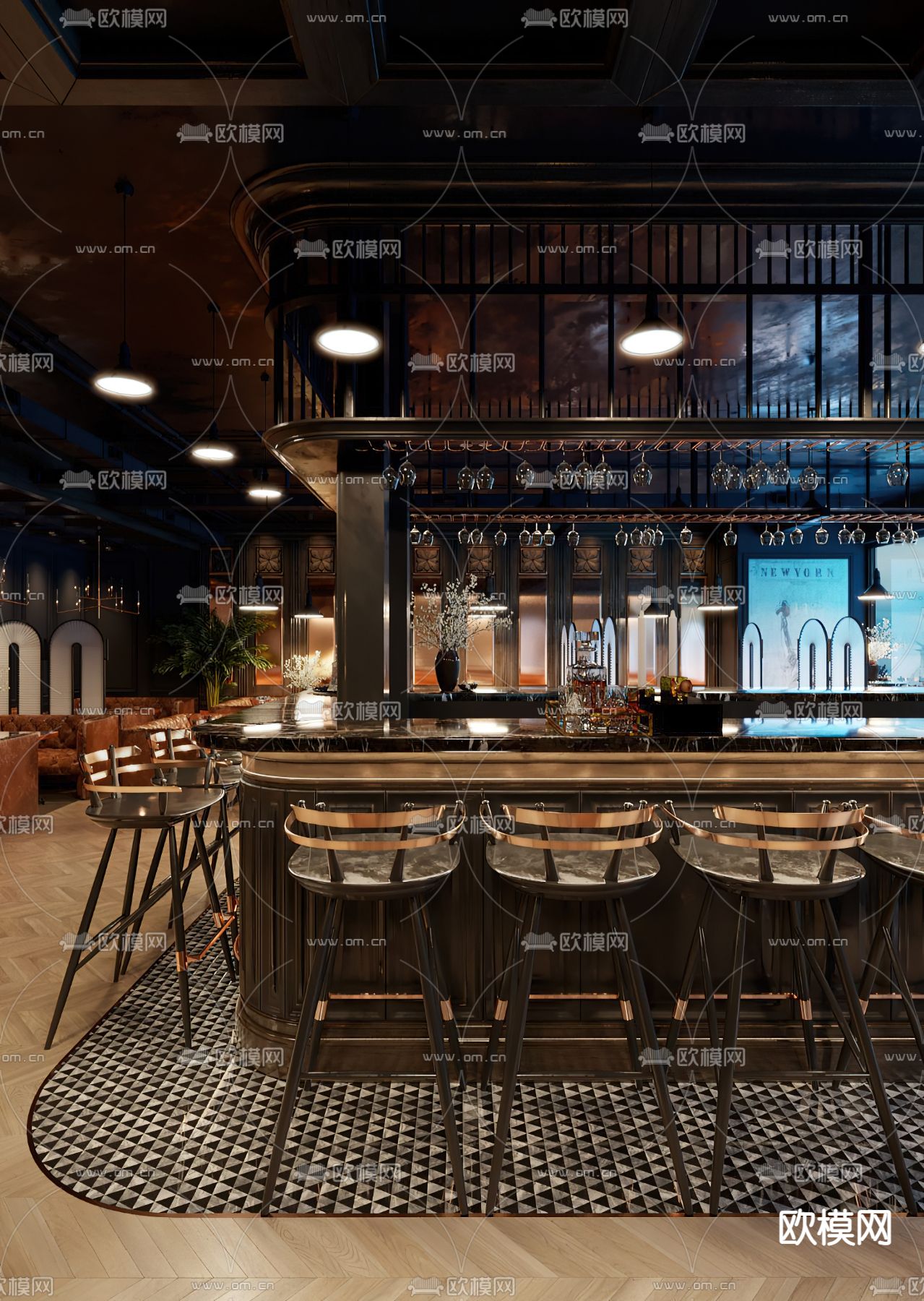 工业风酒吧 音乐餐吧 清吧3d模型下载（渲染图5）