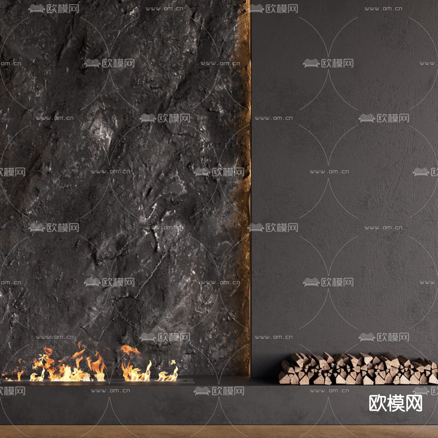 现代壁炉3d模型下载（渲染图4）