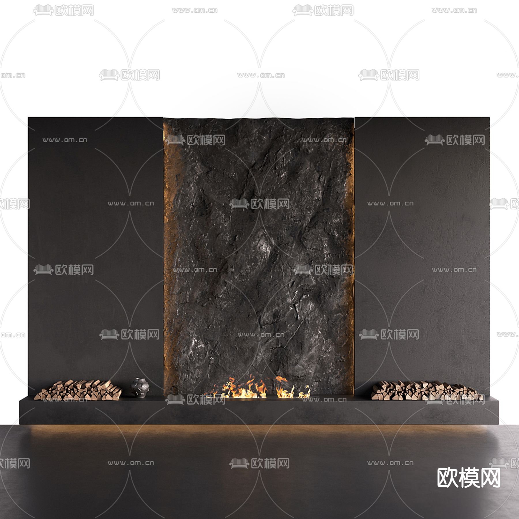 现代壁炉3d模型下载（渲染图2）