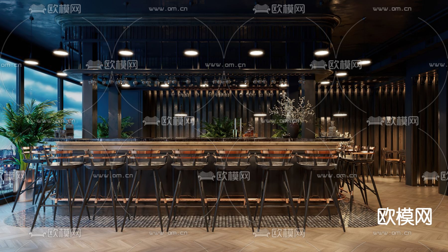 工业风酒吧 音乐餐吧 清吧3d模型下载（渲染图1）