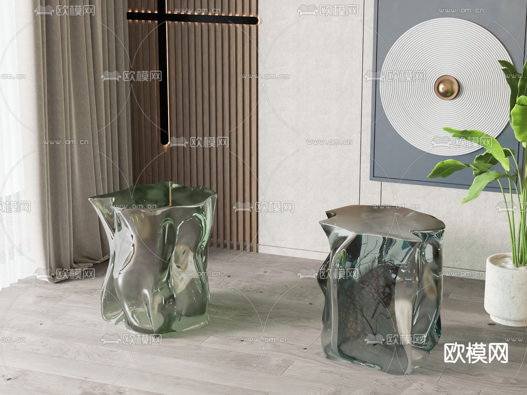 亚克力凳子3d模型下载