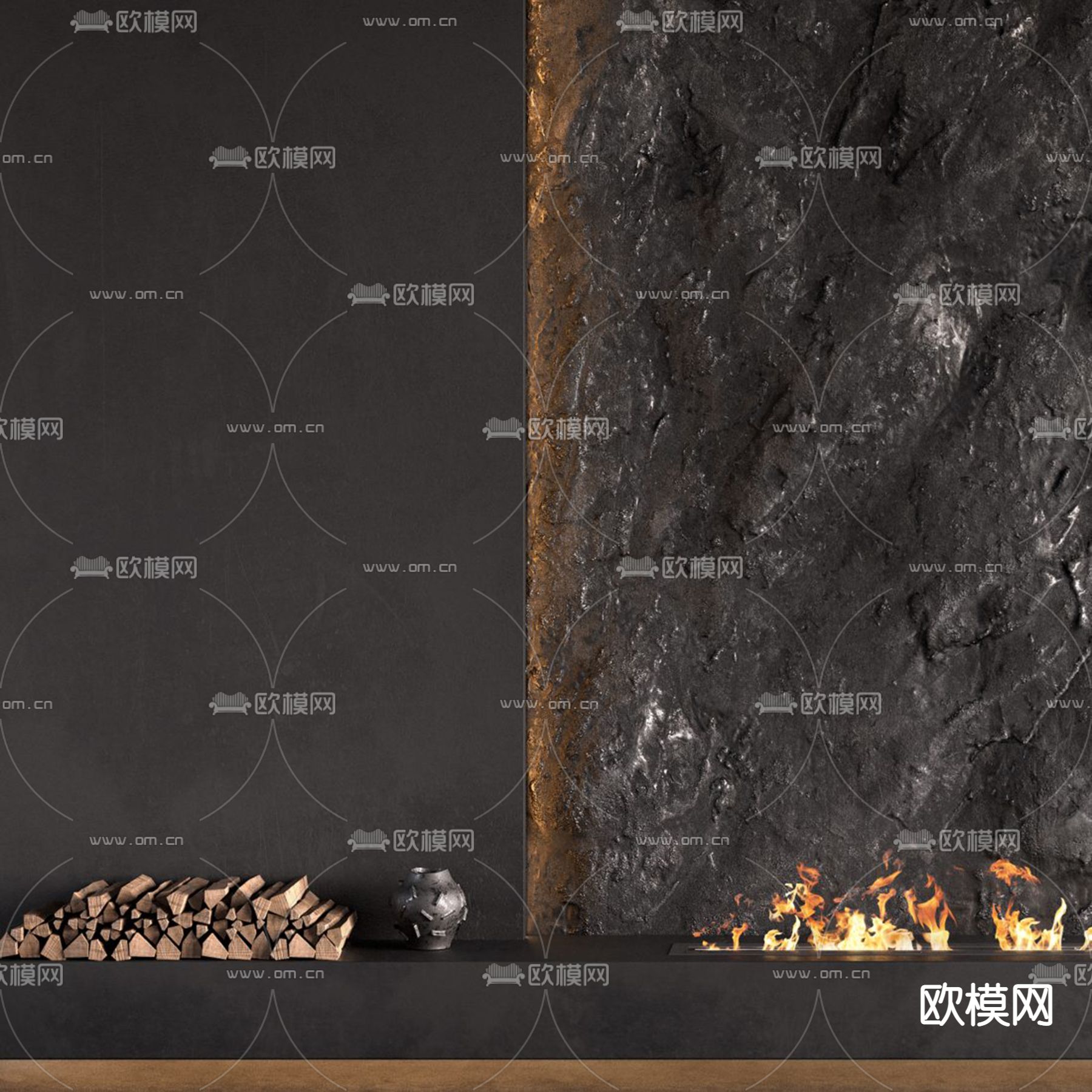 现代壁炉3d模型下载（渲染图3）