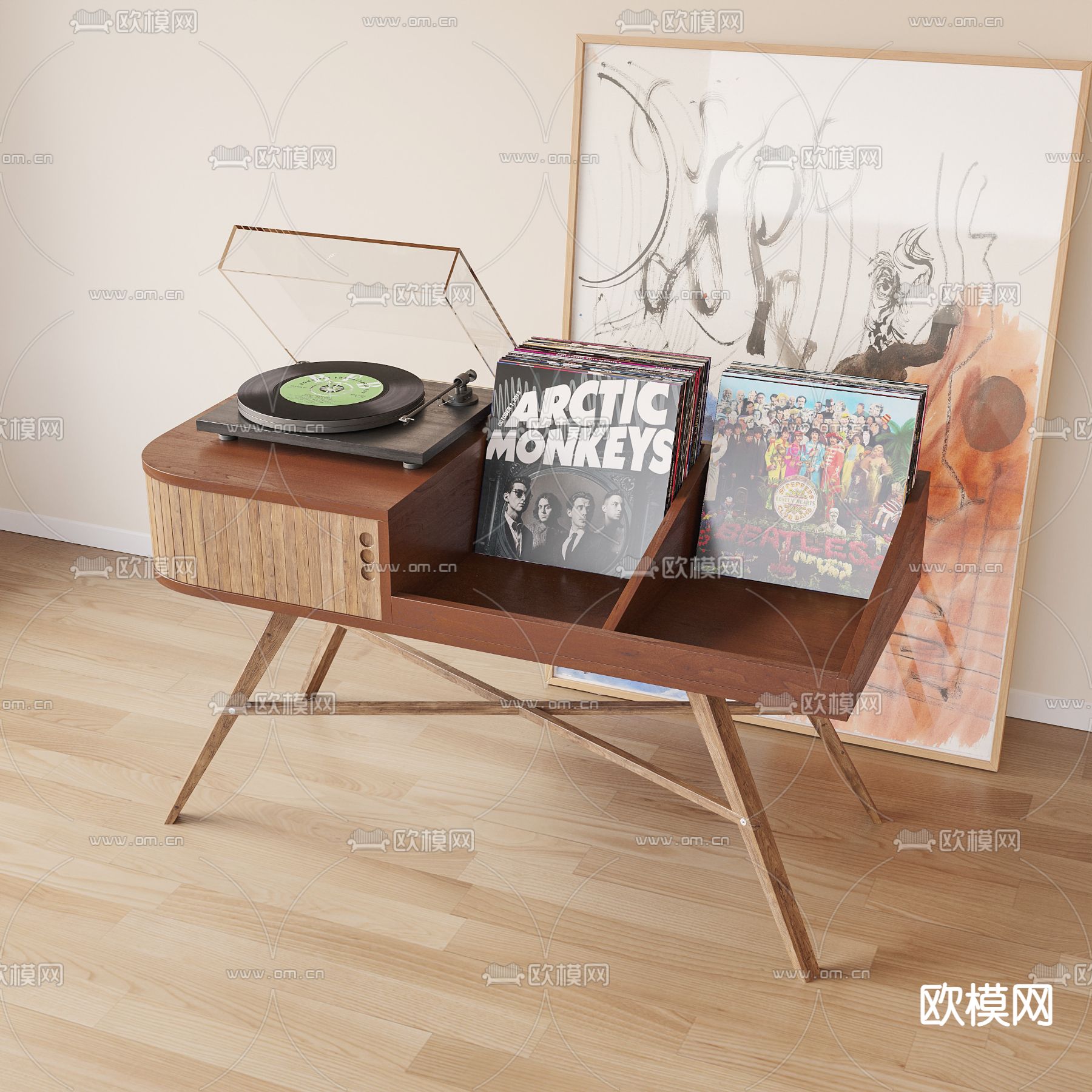 留声机 唱片 置物架3d模型下载