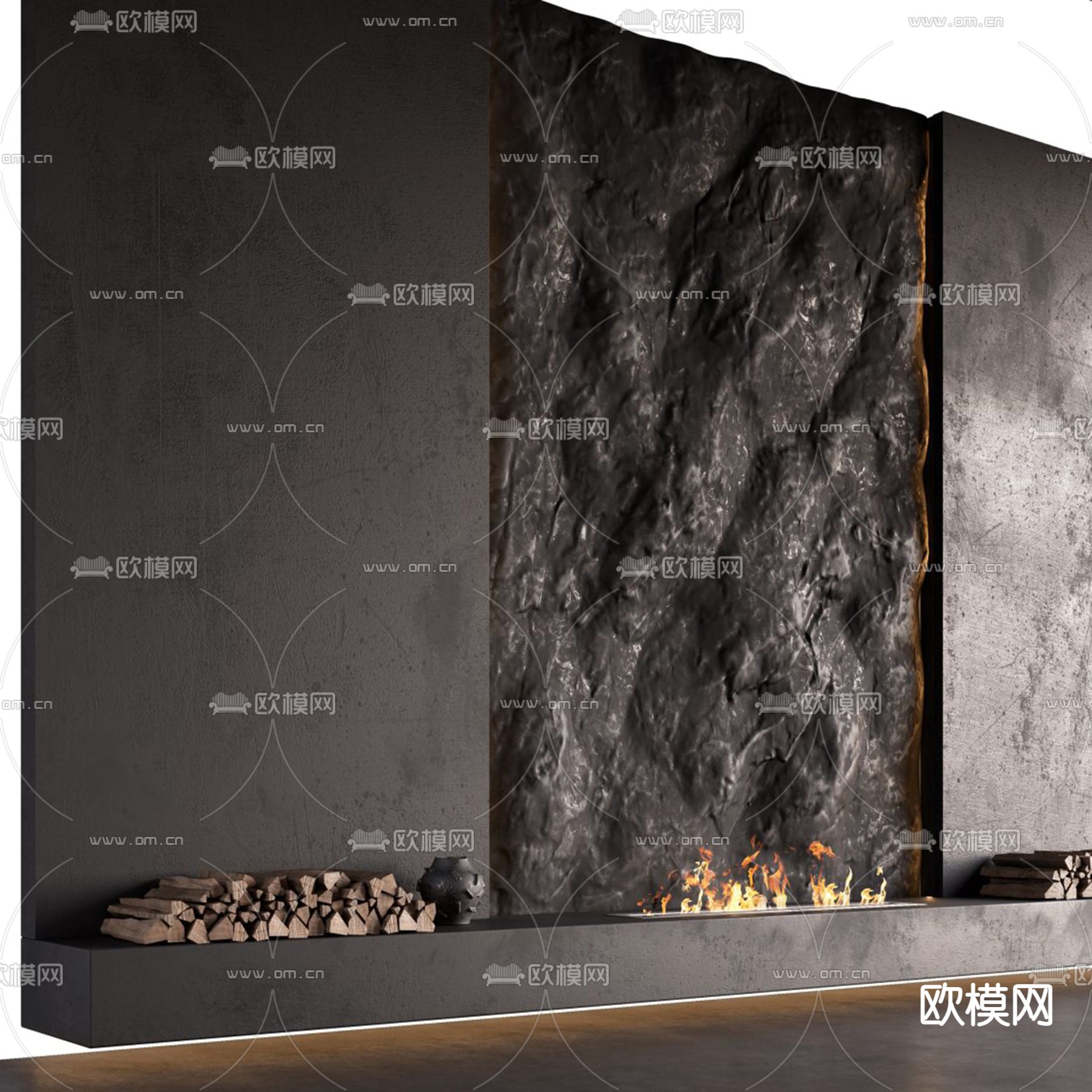 现代壁炉3d模型下载（渲染图5）