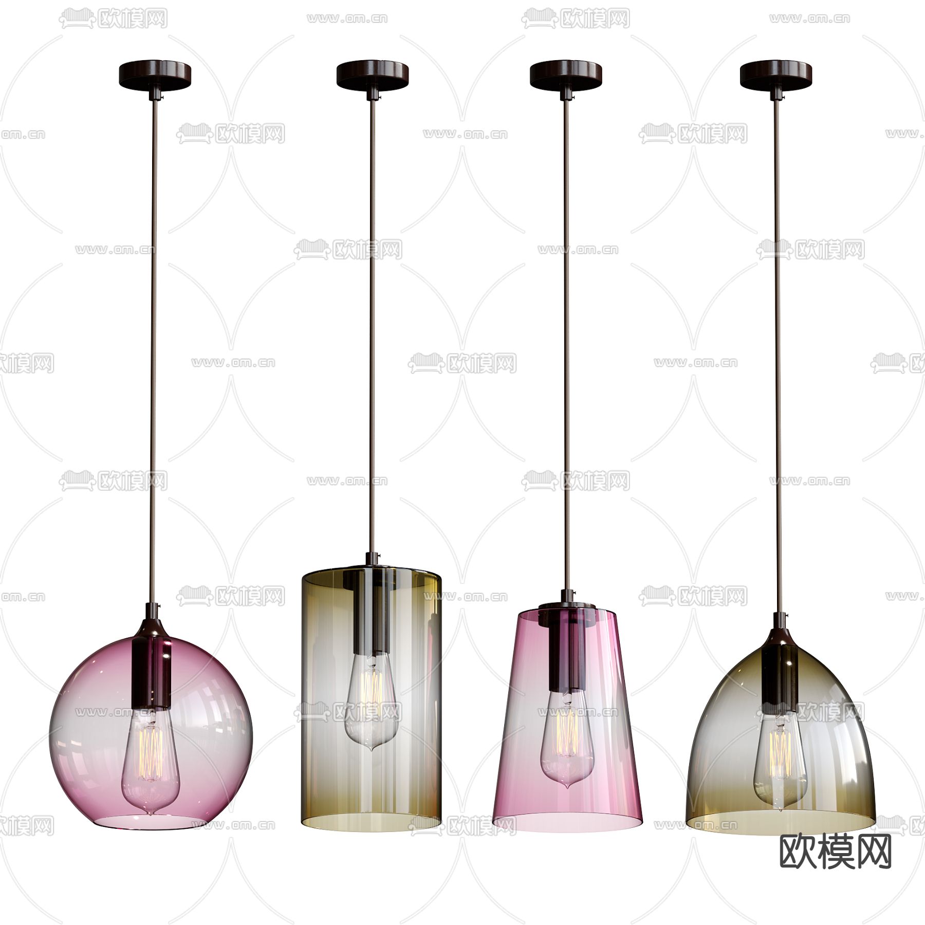 玻璃小吊灯3d模型下载（渲染图1）